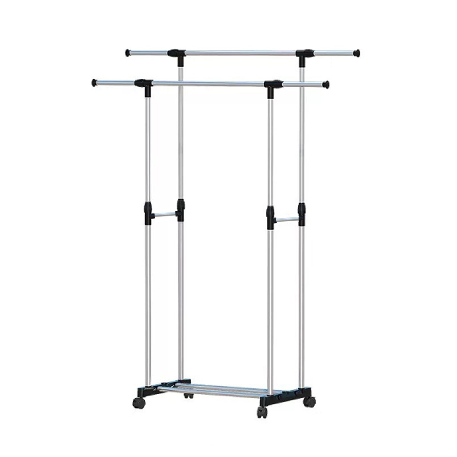 HTI-Living Höhenverstellbarer Kleiderständer mit Doppelstange Stabiler Garderobenständer auf Rollen | 04255701932006