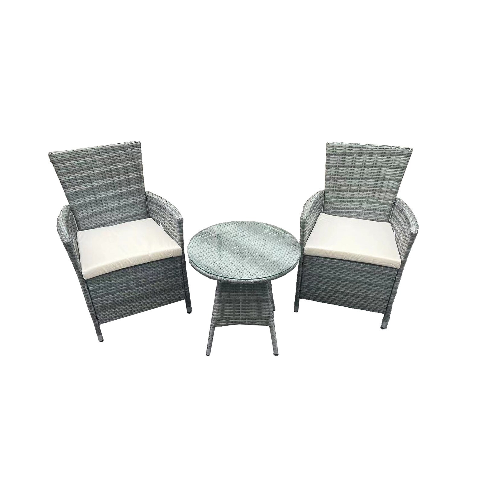 Outdoor Möbel mit Sitzkissen und Glasplatte