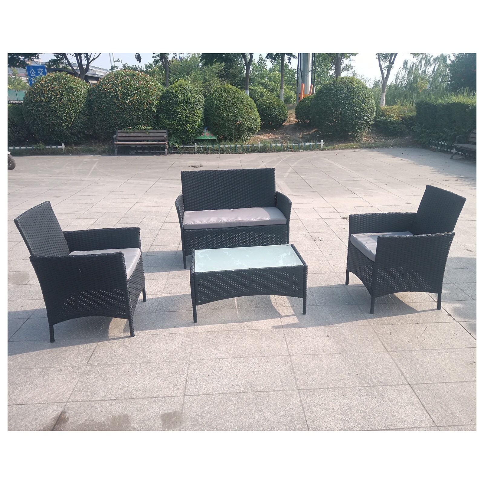 Gartenmöbel Anthrazit 4-teiliges Set Wiebke