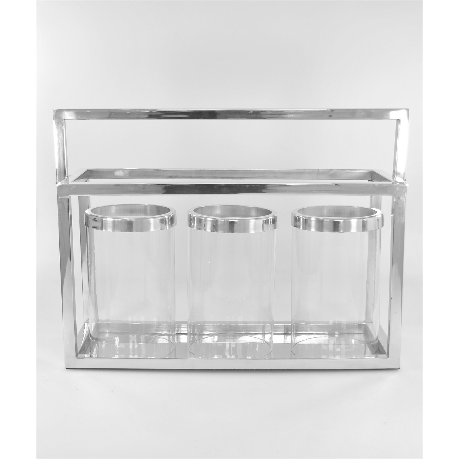 HTI-Living Laterne mit 3 Gl&auml;sern Chrom - Bild 1