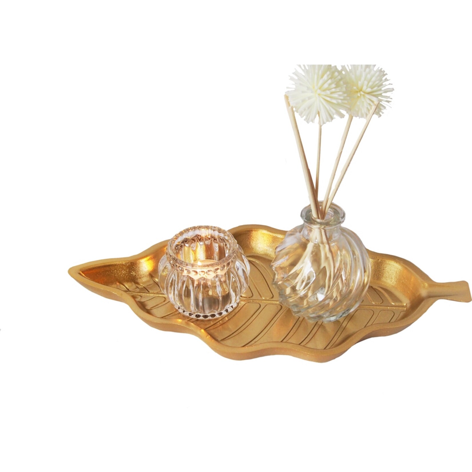 HTI-Line Deko-Tablett Blatt 3-teilig Viola - Bild 1