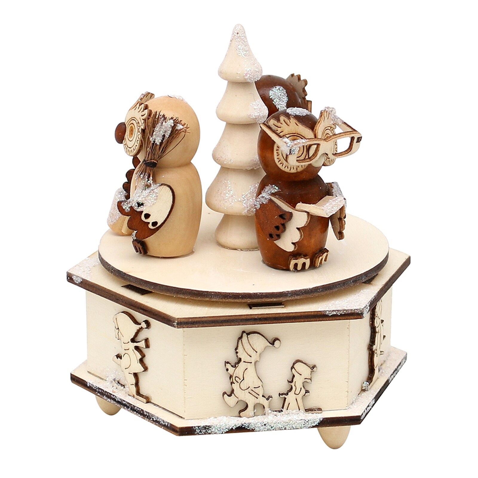 SIGRO Holz Spieldose, 2-fach sortiert Eulenfiguren - Bild 1