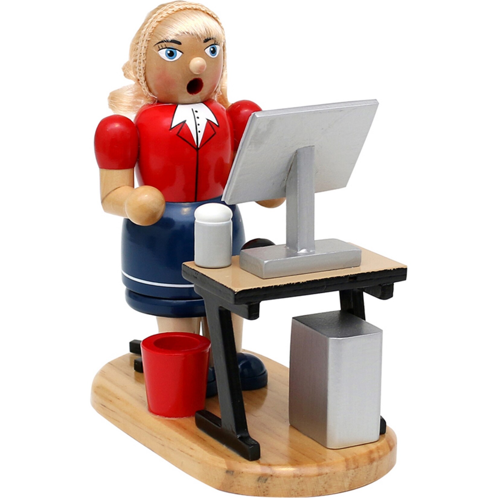 SIGRO Holz R&auml;ucherfrau Frau am PC - Bild 1