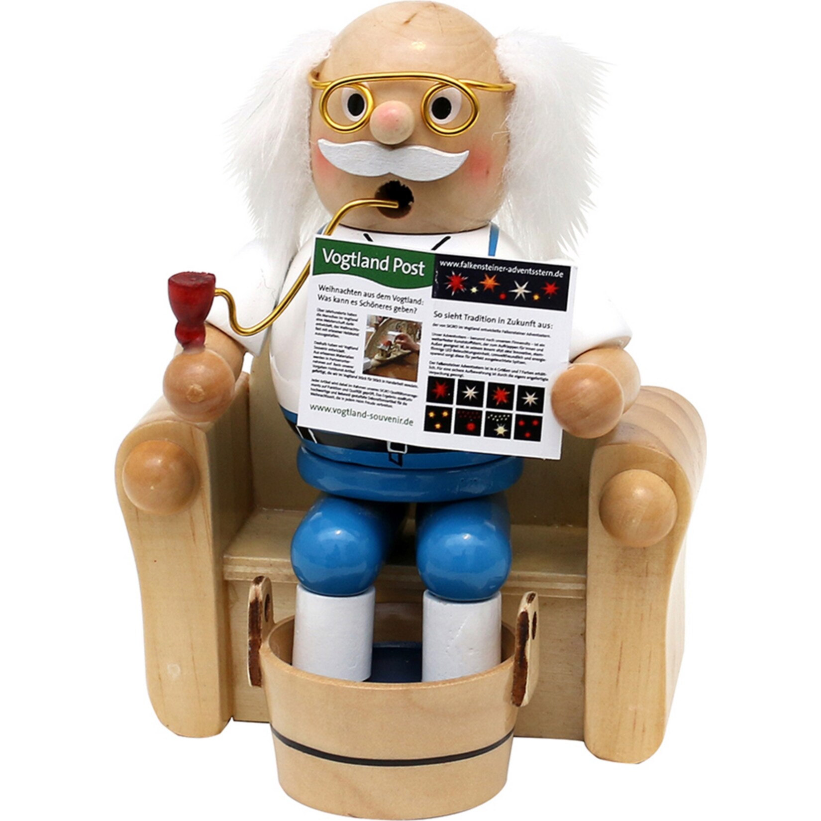 SIGRO Holz R&auml;uchermann Opa im Sessel mit Fu&szlig;bad - Bild 1