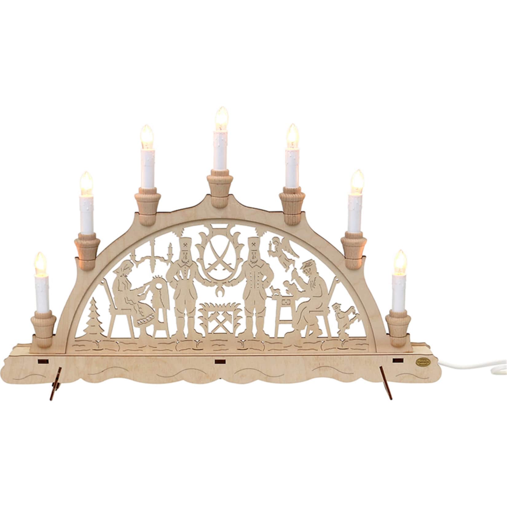 SIGRO Holz-Schwibbogen Bergm&auml;nner mit gekreuzten Schwertern - Bild 1