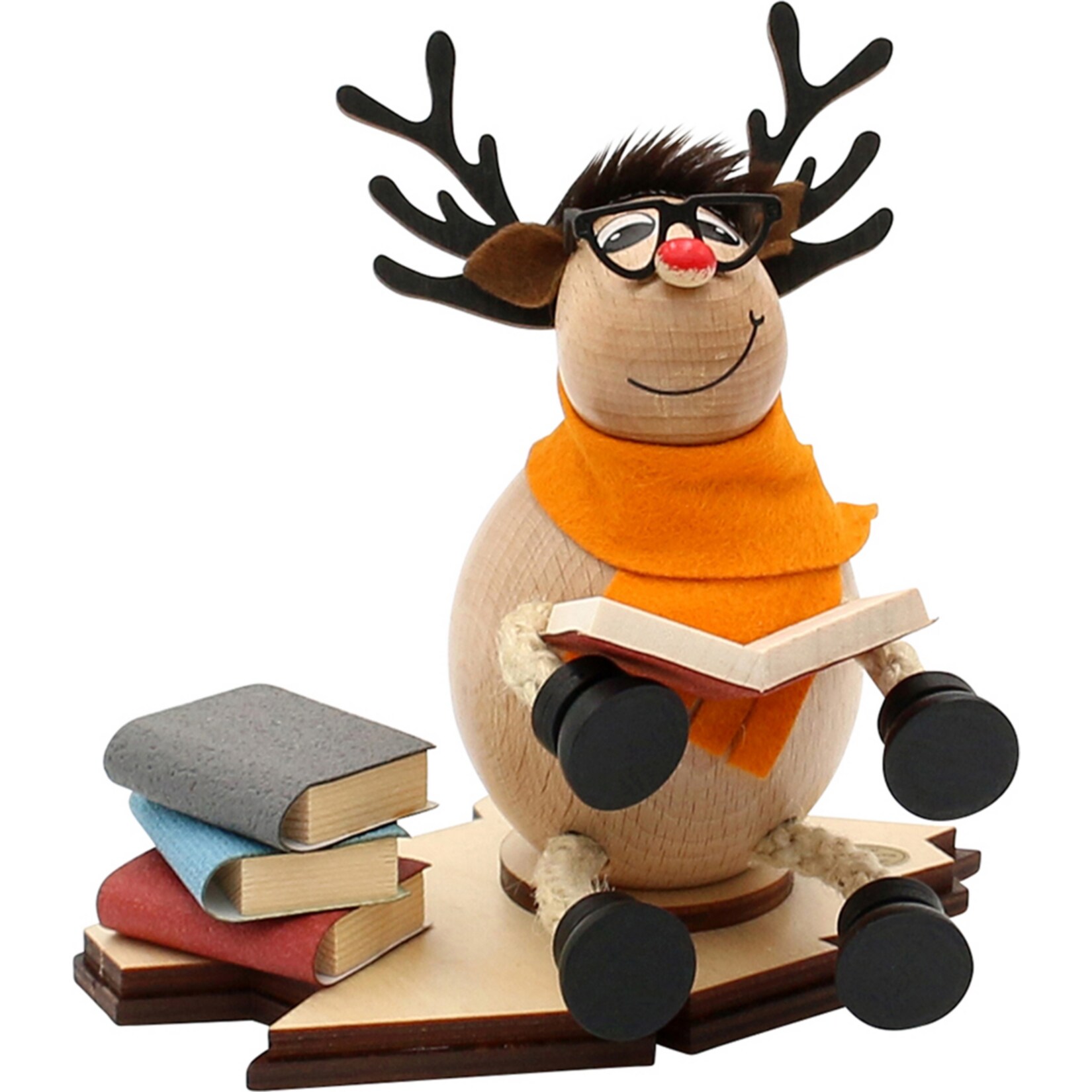 SIGRO Holz R&auml;ucher-Elch Lasse die Leseratte - Bild 1