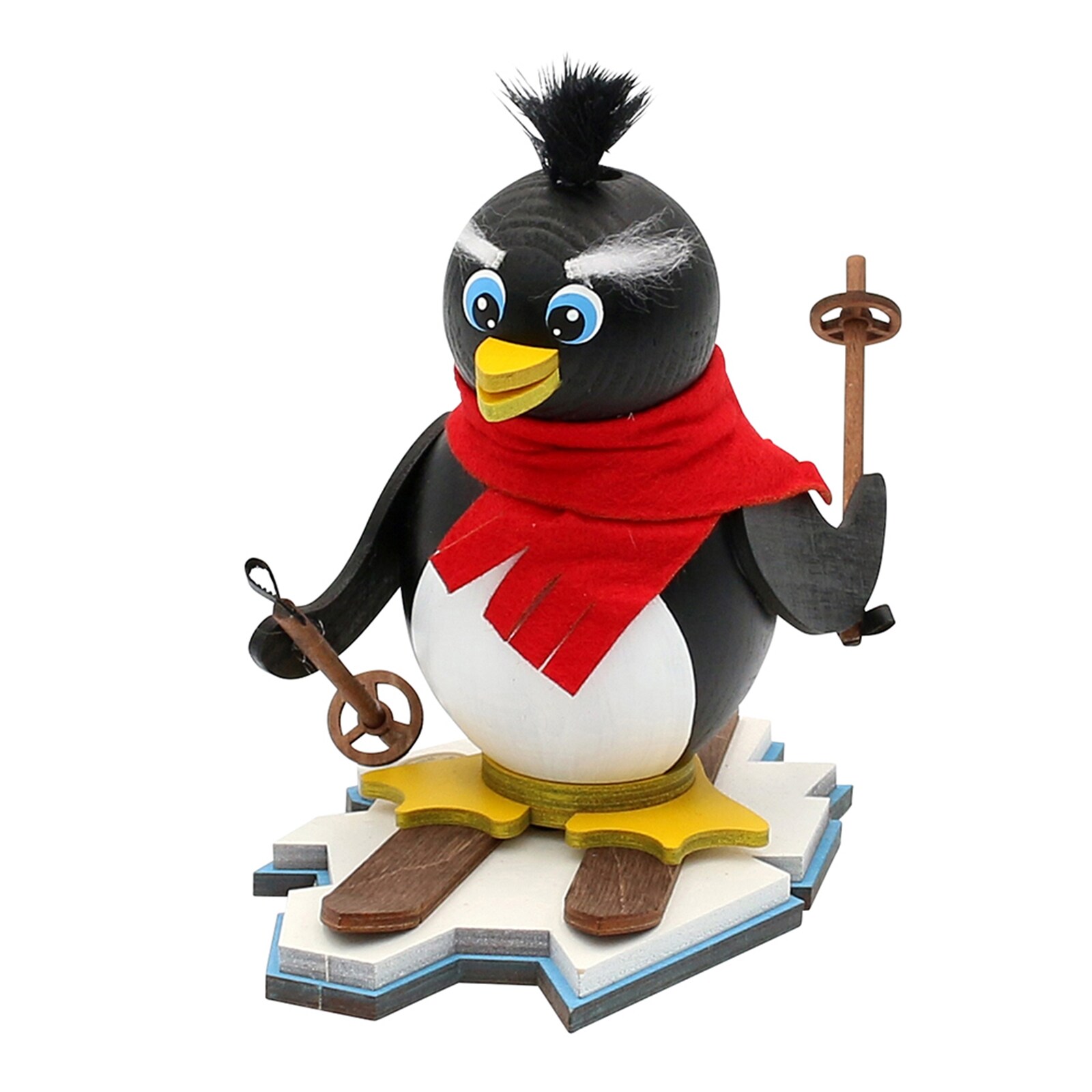 SIGRO Holz R&auml;ucher-Pinguin Emil auf Skier - Bild 1