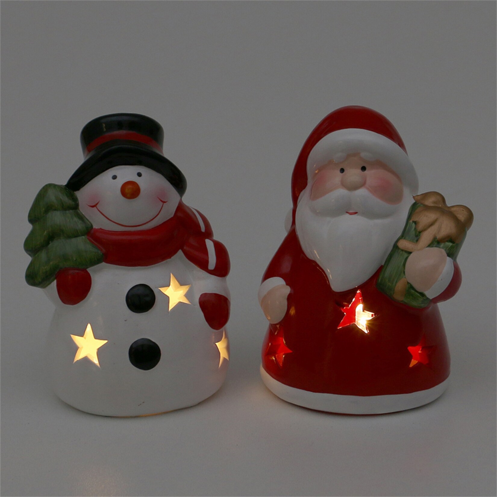 Sigro Keramik Figur Mit Led Weihnachtsmann Schneemann Online Kaufen Bei Netto