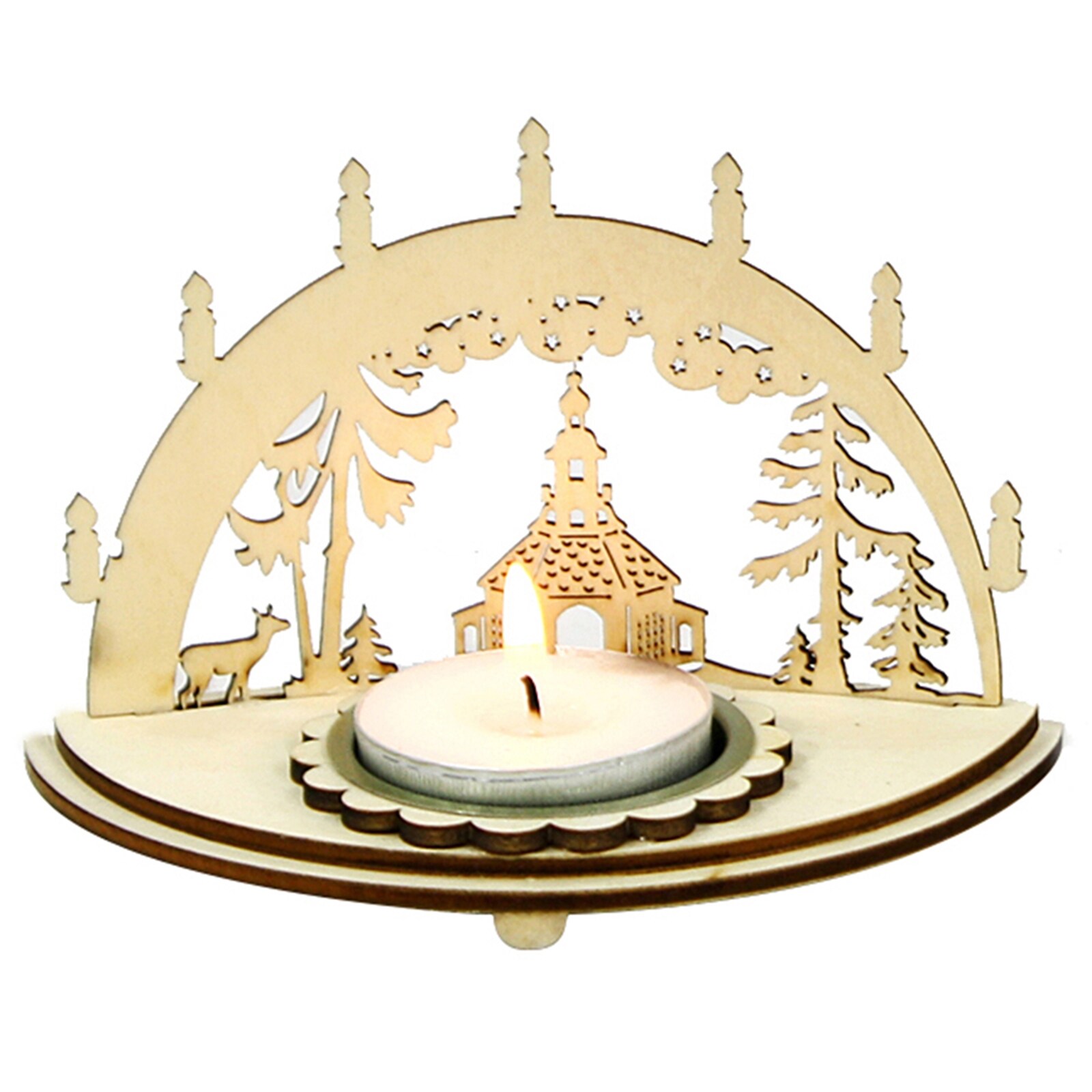 SIGRO Holz Laserbogen-Teelichthalter 3-fach sortiert - Bild 1