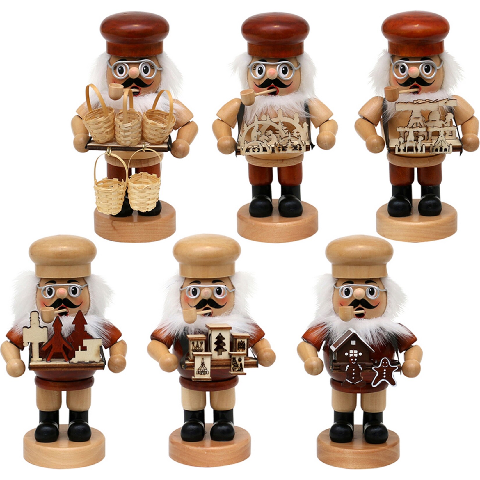 SIGRO Holz R&auml;uchermann Markth&auml;ndler 1 St&uuml;ck mit Bauchladen - Bild 1