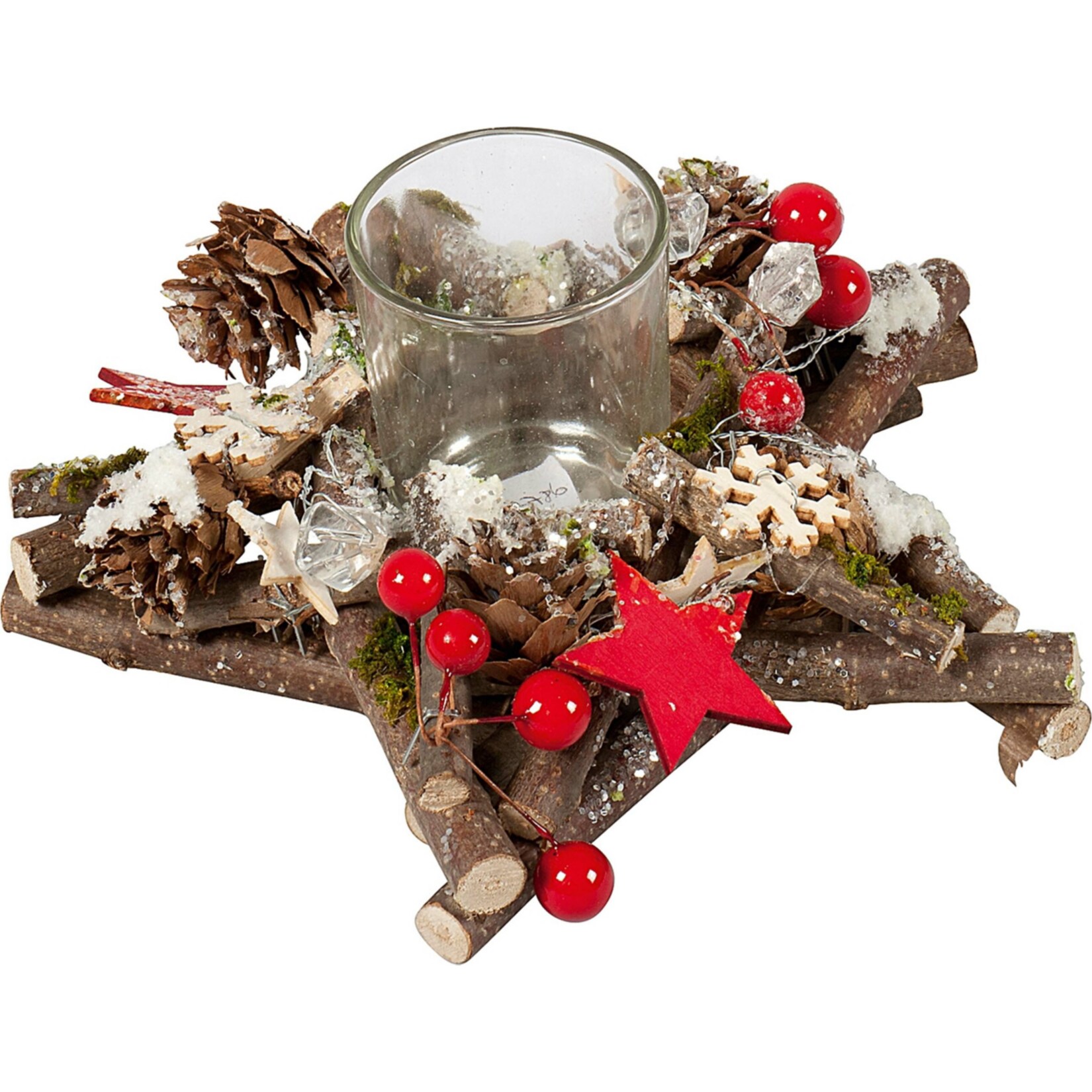 HTI-Living Teelichtleuchter auf Holzstern - Bild 1