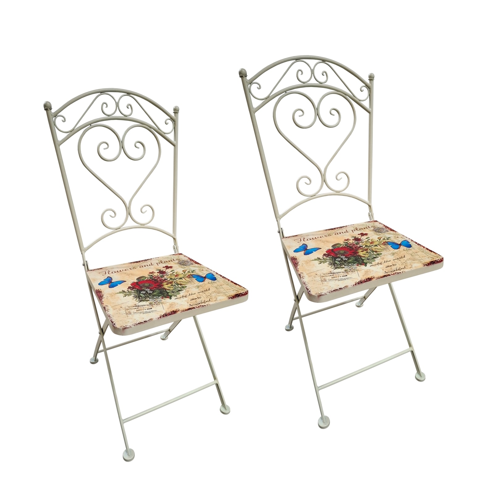 HTI-Line Metallstuhl 2er Set Flowers and Plants - Bild 1