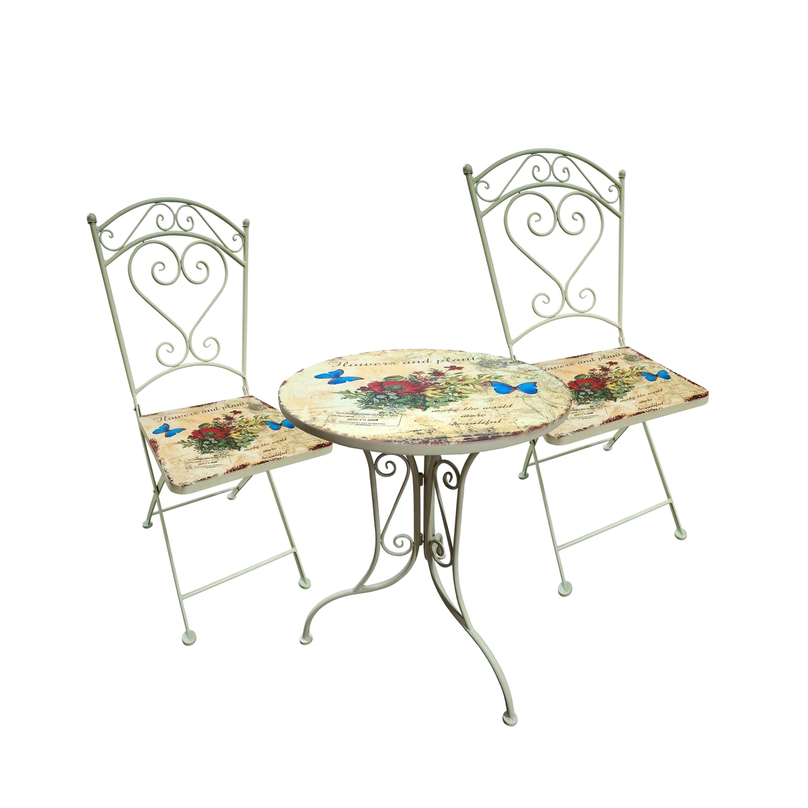 HTI-Line Metalltisch mit St&uuml;hlen Flowers and Plants - Bild 1