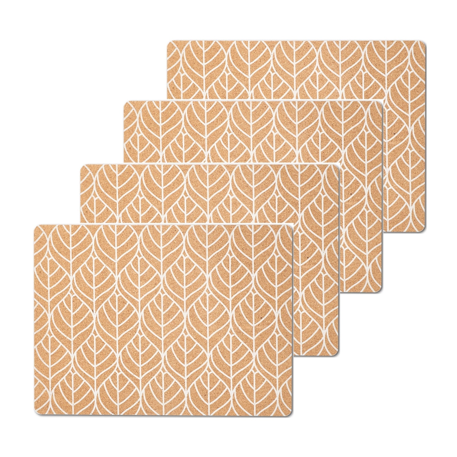 neuetischkultur Platzset Kork, 4 St&uuml;ck Graphic Leave wei&szlig; - Bild 1