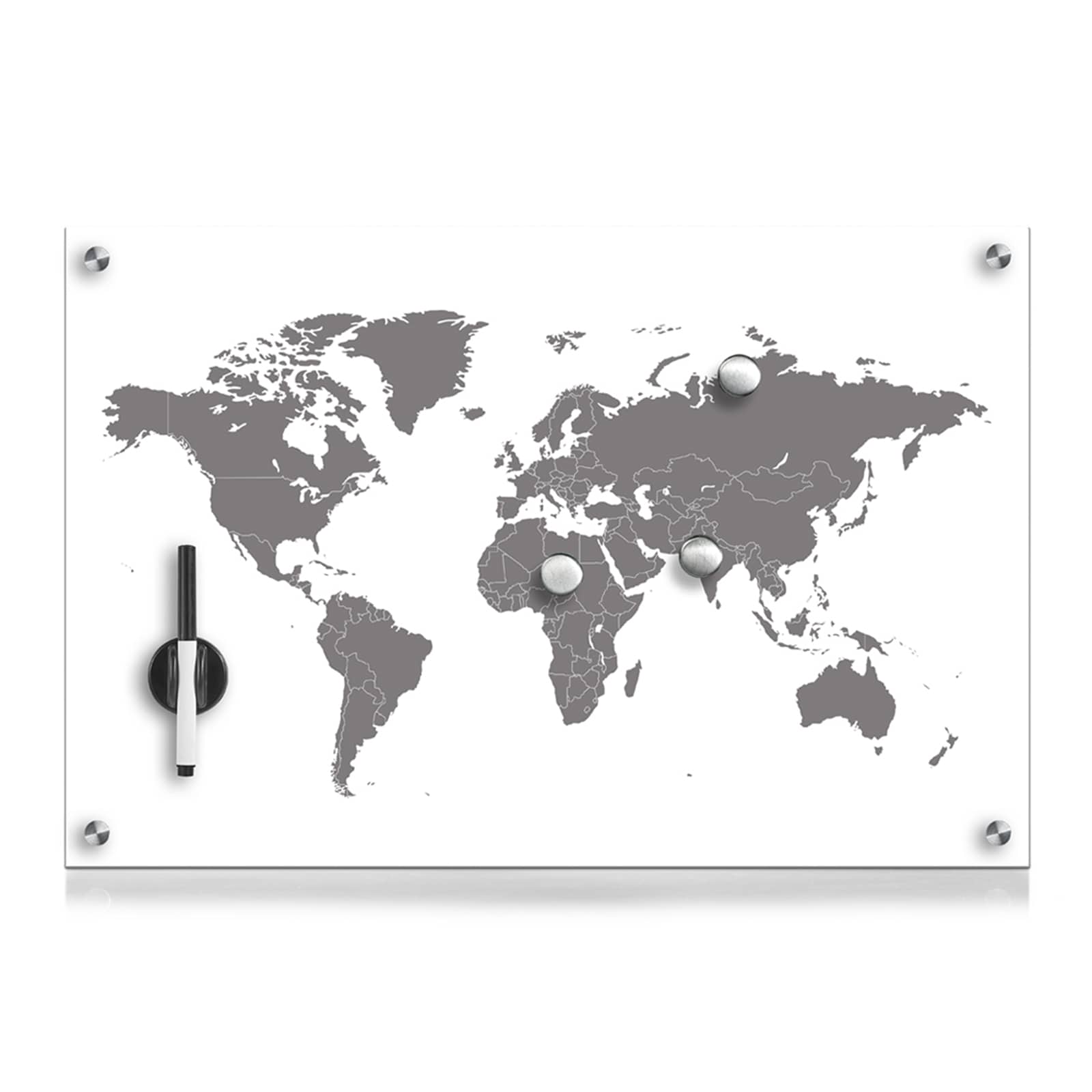 HTI-Living Memoboard Glas rechteckig Worldmap - Bild 1