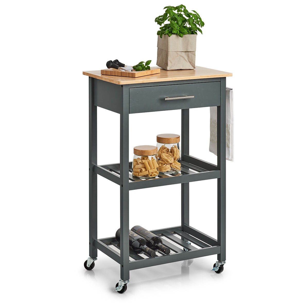 HTI-Living Küchenrollwagen MDF/Bambus | 04250648958881