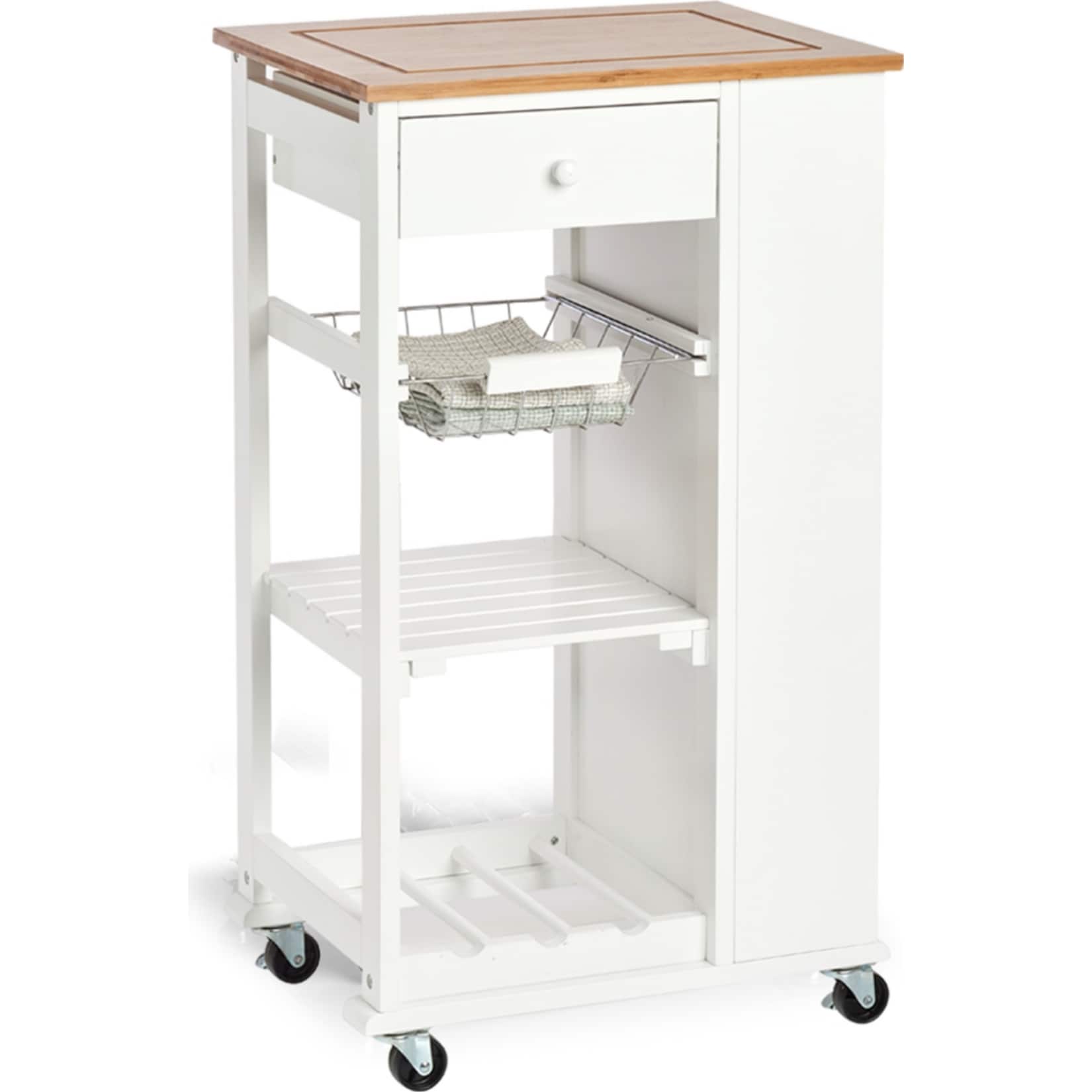 HTI-Living K&uuml;chenrollwagen wei&szlig; Bambus/MDF - Bild 1