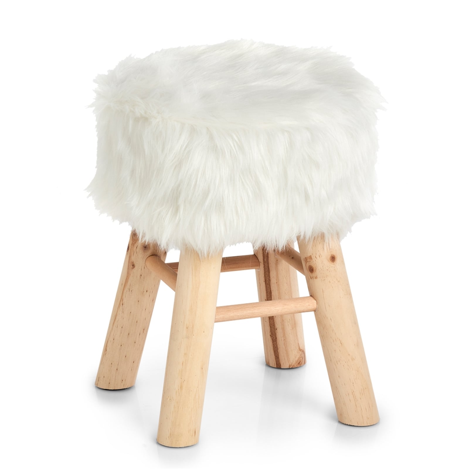 HTI-Living Sitzhocker Holz, Kunstfell Zottel - Bild 1