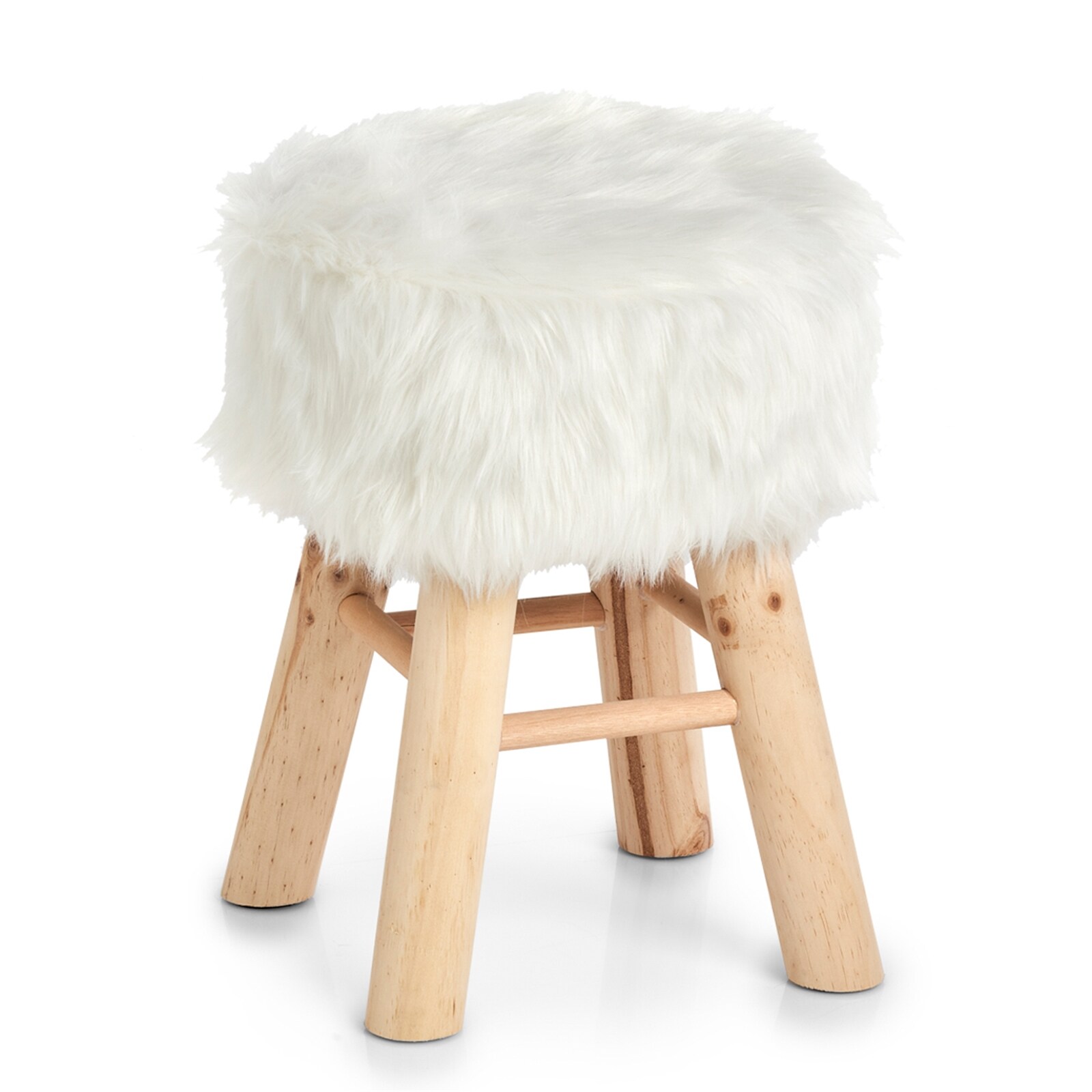 HTI-Living Sitzhocker Holz, Kunstfell Zottel - Bild 1