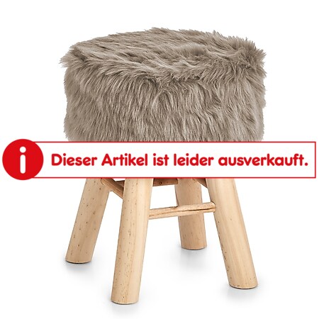 HTI-Living Sitzhocker Holz, Kunstfell Zottel - Bild 1