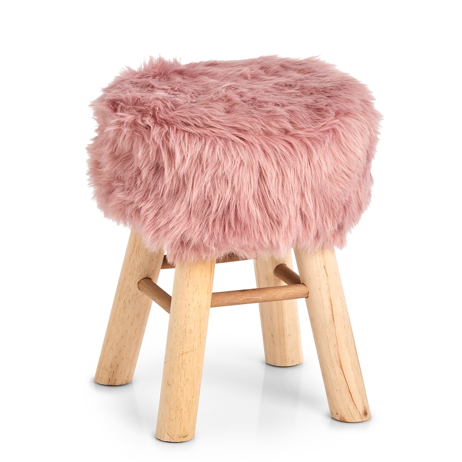 HTI-Living Sitzhocker Holz, Kunstfell Zottel | 04250648960907