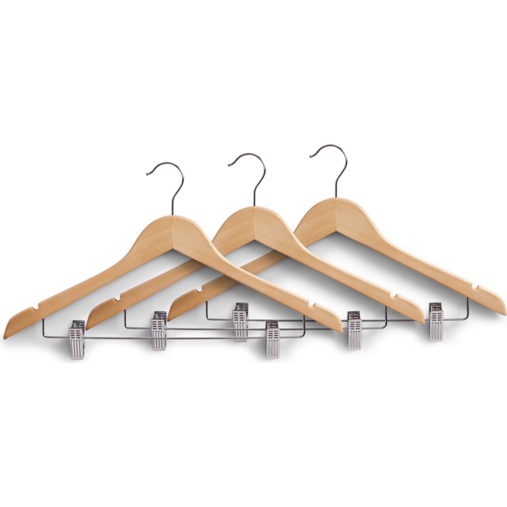 HTI-Living Kleiderb&uuml;gel-Set mit Clips, 3-teilig Holz, Natur - Bild 1