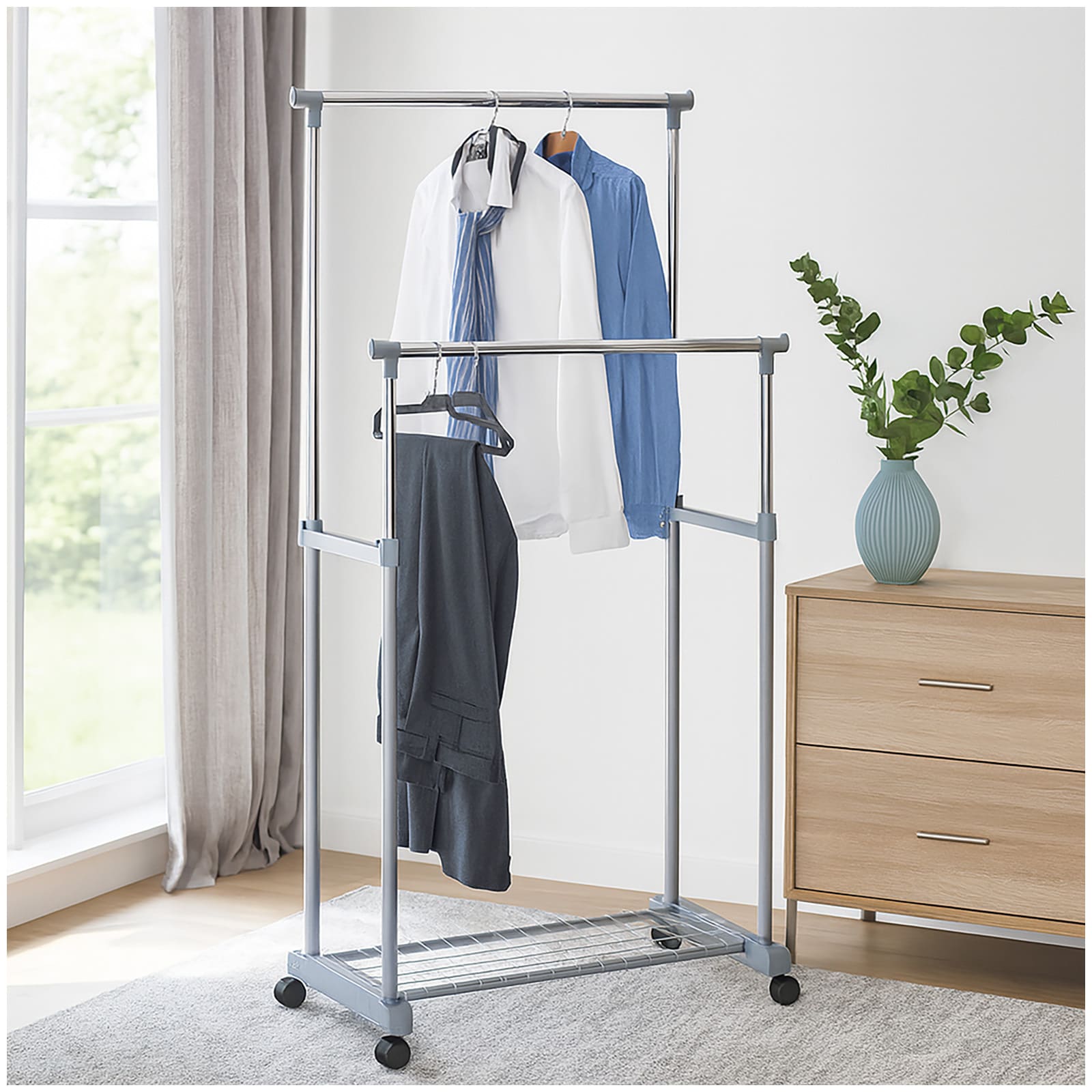 HTI-Living Rollkleiderst&auml;nder, 2-stufig Metall, Kunststoff - Bild 1