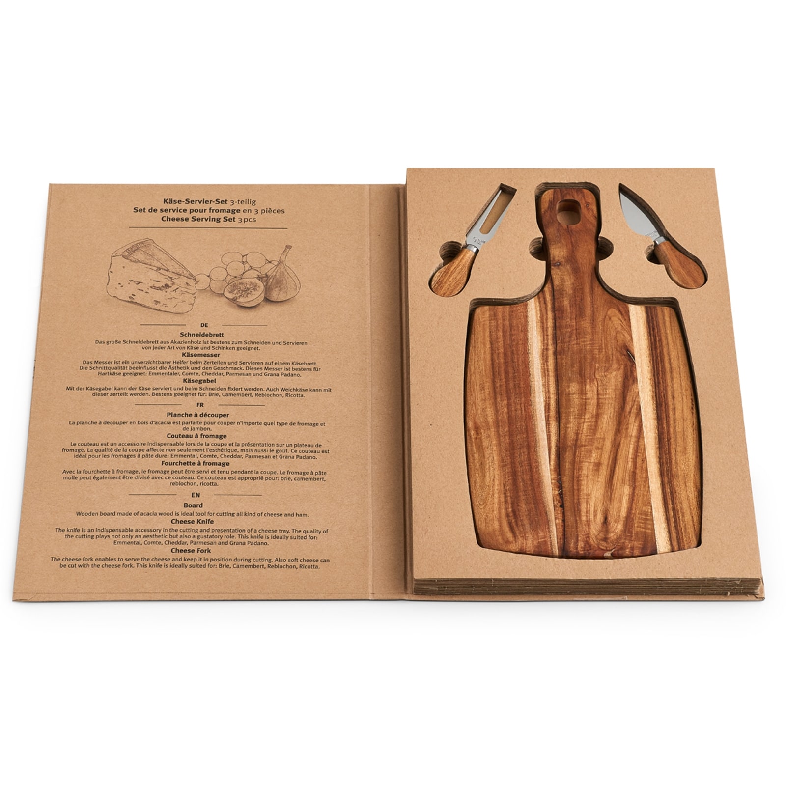 neuetischkultur K&auml;se-Servier-Set, 3-teilig Akazie - Bild 1