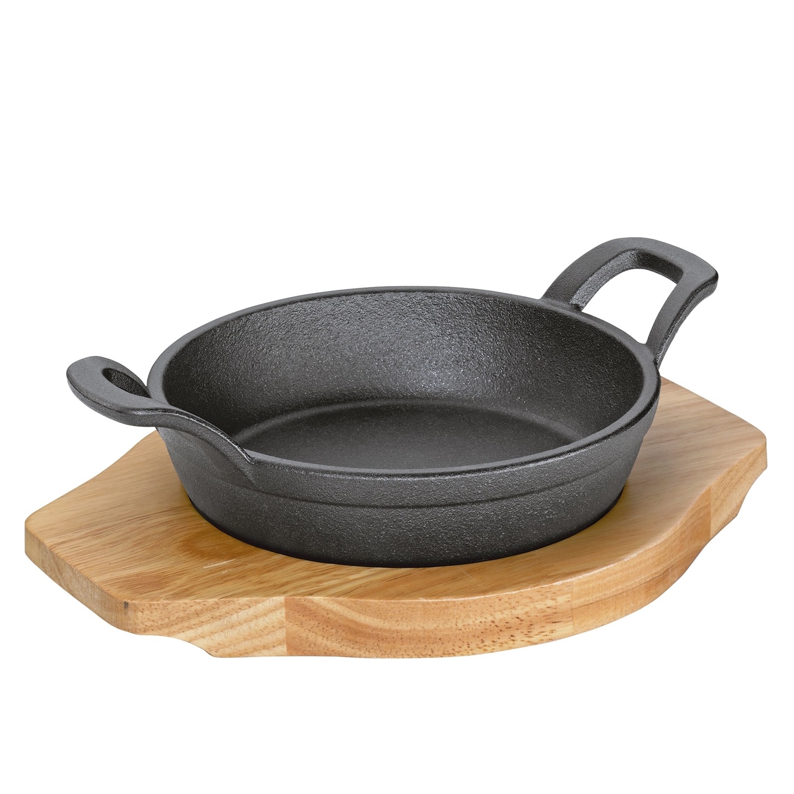 neuetischkultur Pfanne Gusseisen, 2 Griffe mit Holzbrett - Bild 1