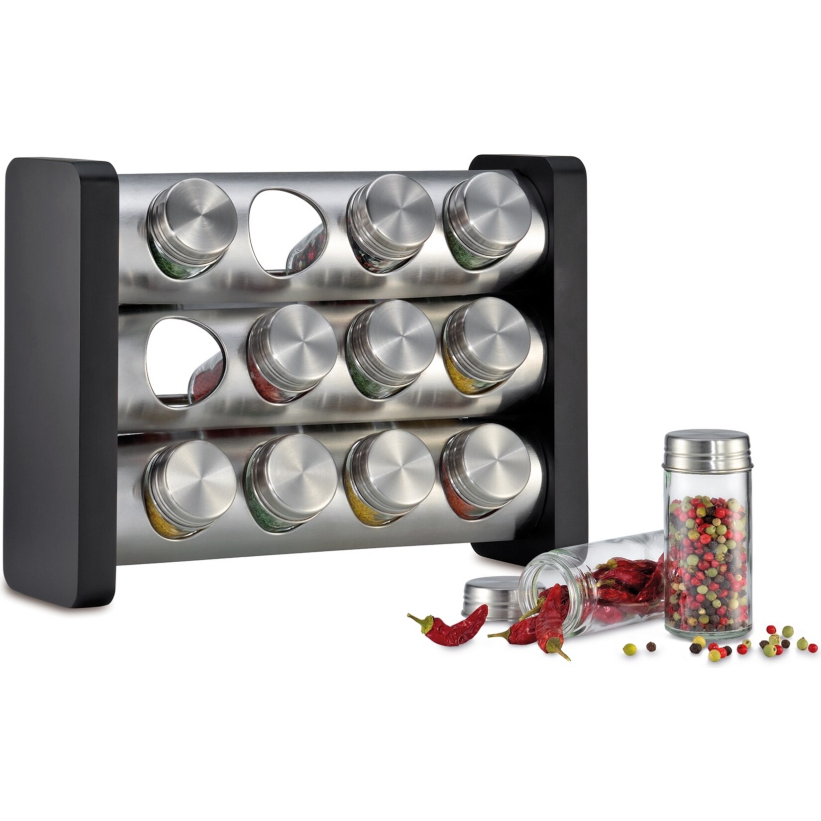 neuetischkultur Gew&uuml;rzst&auml;nder mit 12 Gl&auml;sern Edelstahl - Bild 1