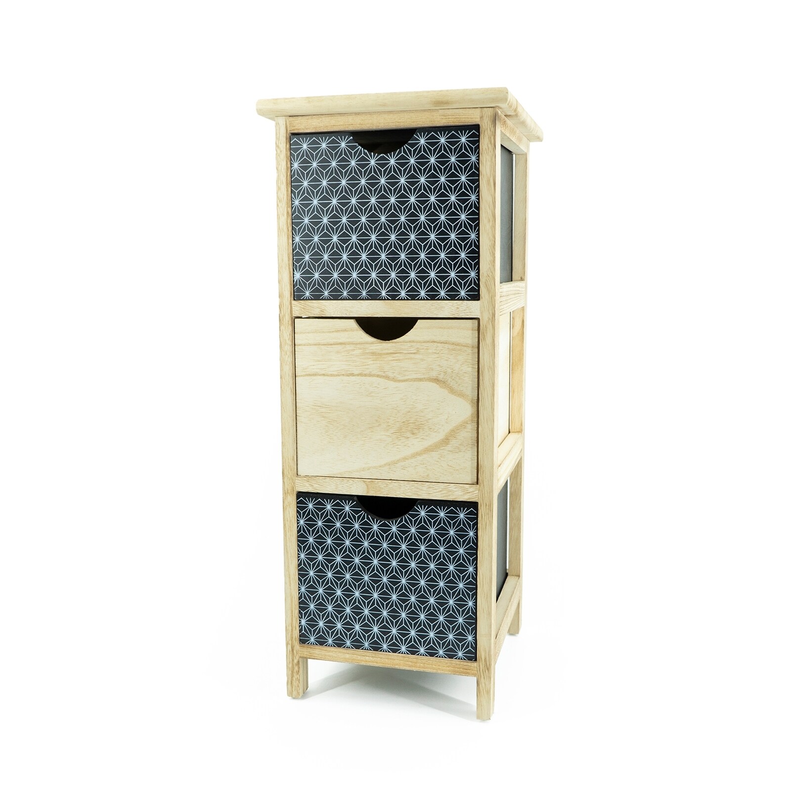 HTI-Living Schr&auml;nkchen, Holz, 3 Schubladen Natur-Schwarz - Bild 1