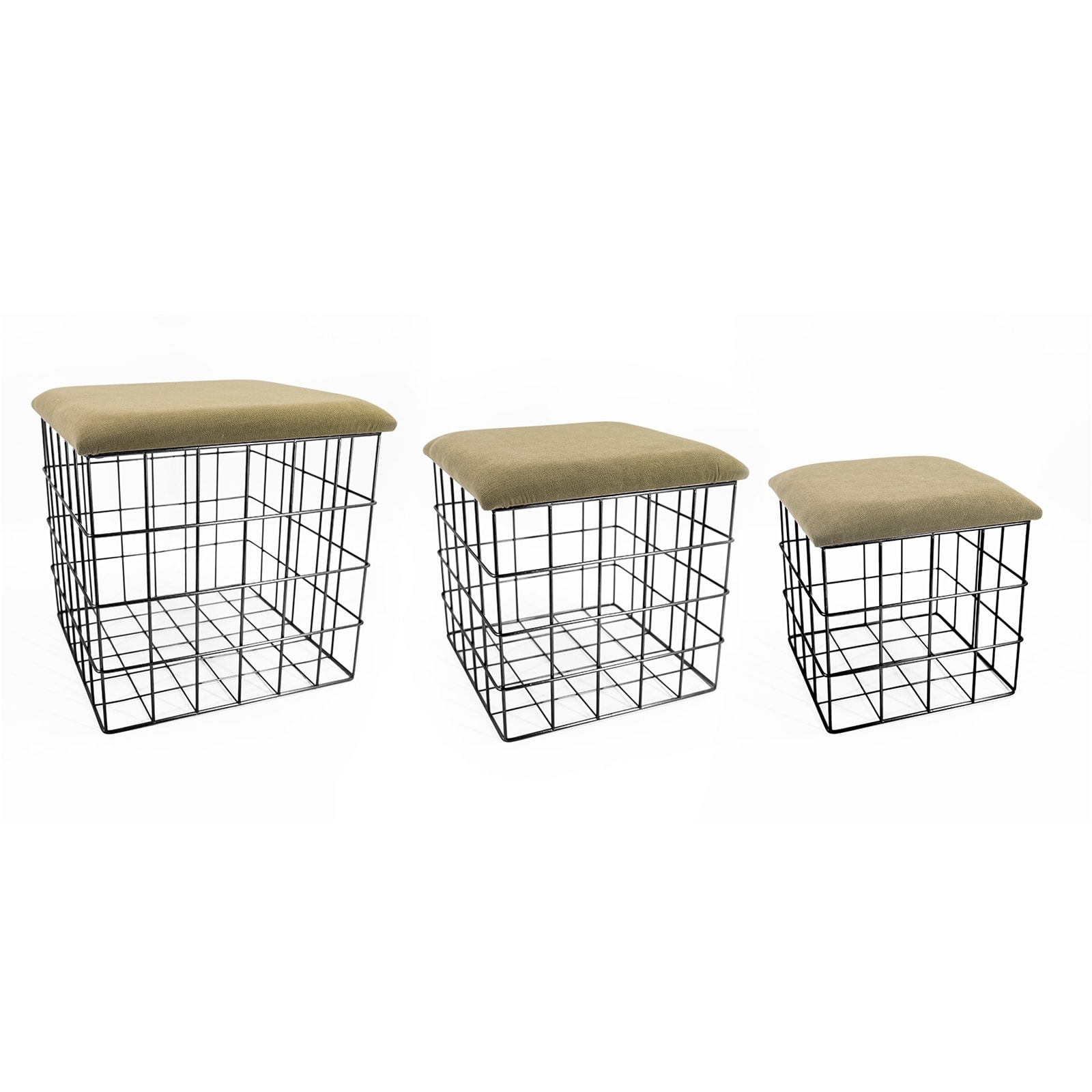 HTI-Living Korb, Metall, 3-er Set mit Samtdeckel - Bild 1