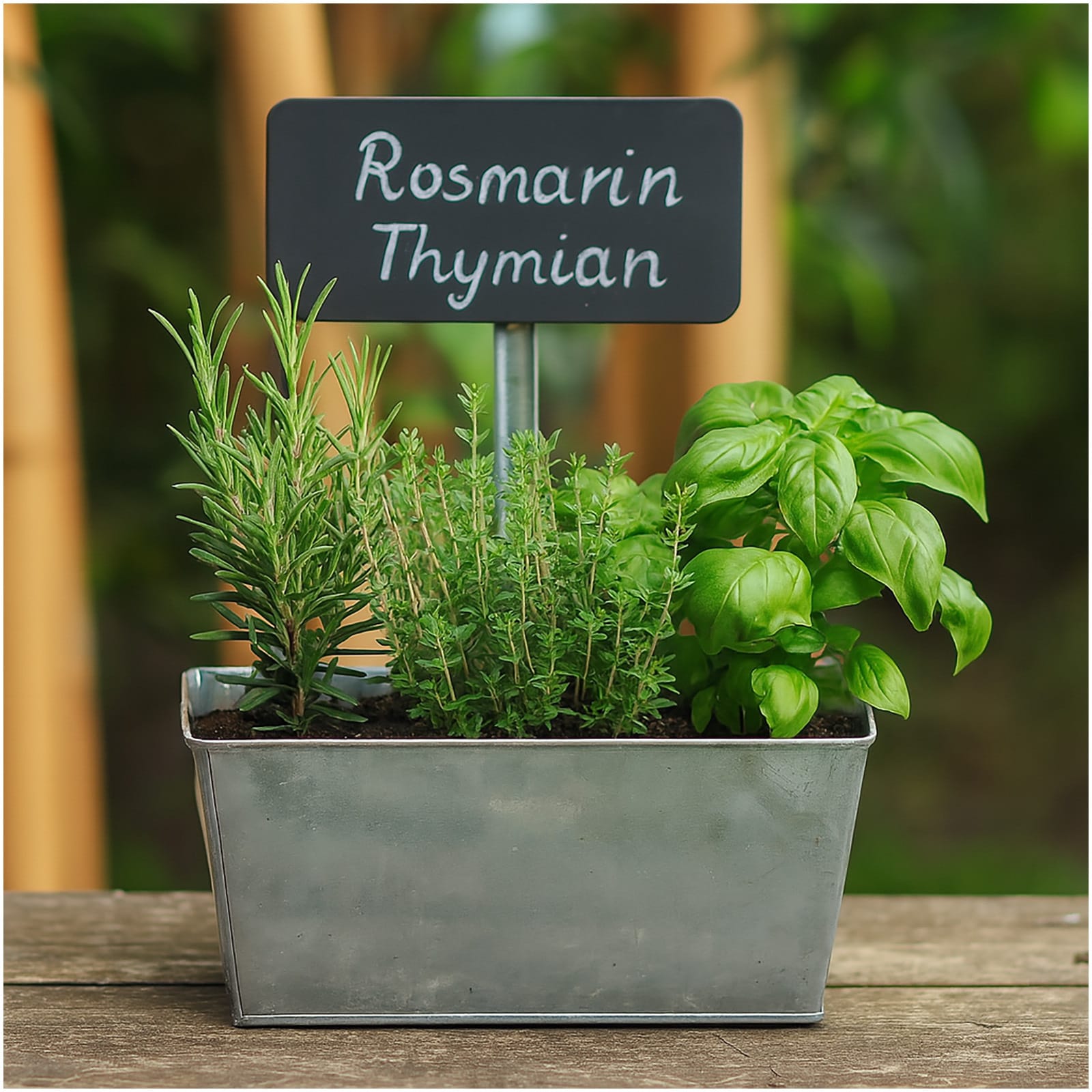 HTI-Living Pflanzschale Zink mit Schieferschild - Bild 1