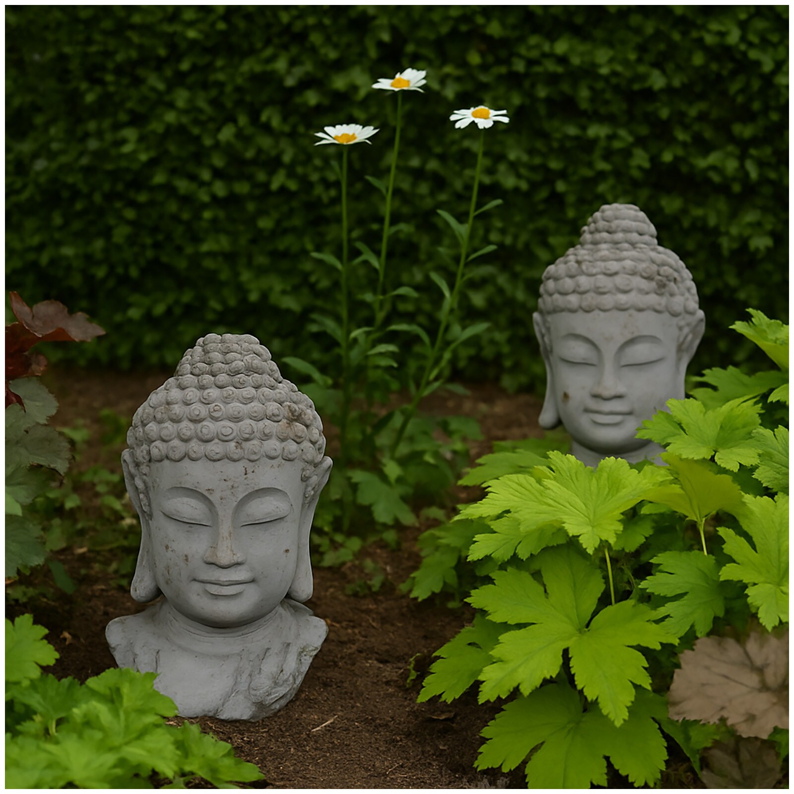 HTI-Living Buddhakopf, Zement Vintage - Bild 1