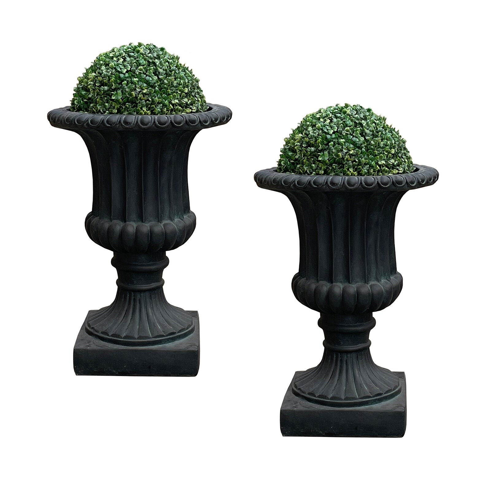 HTI-Living Pflanzk&uuml;bel 2er-Set Athene mit Buchsbaumkugel Dunkelgrau - Bild 1