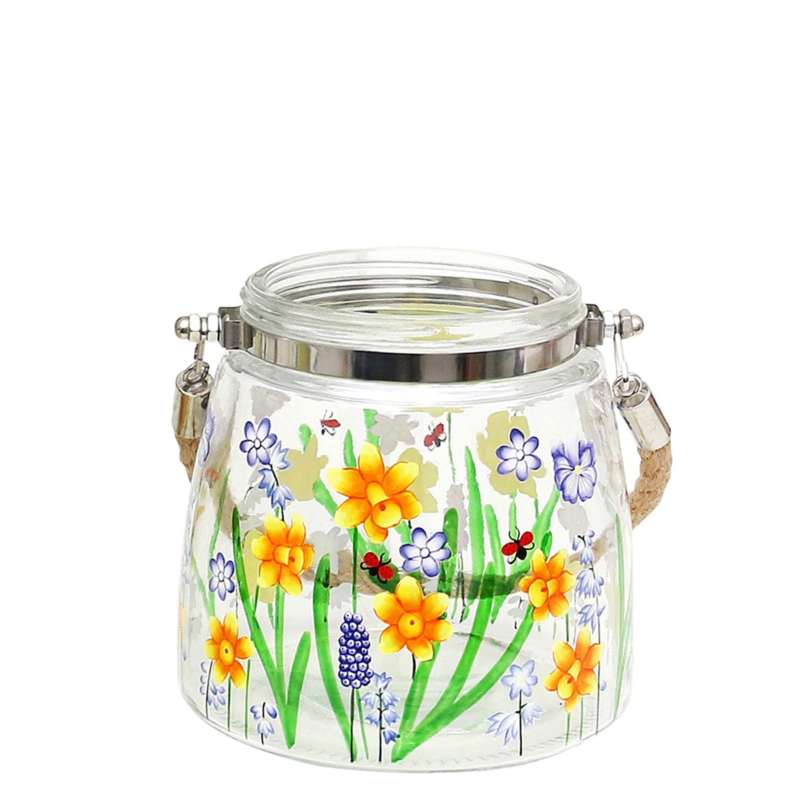 HTI-Living Glas Windlicht 10x10 cm handbemalt - Bild 1