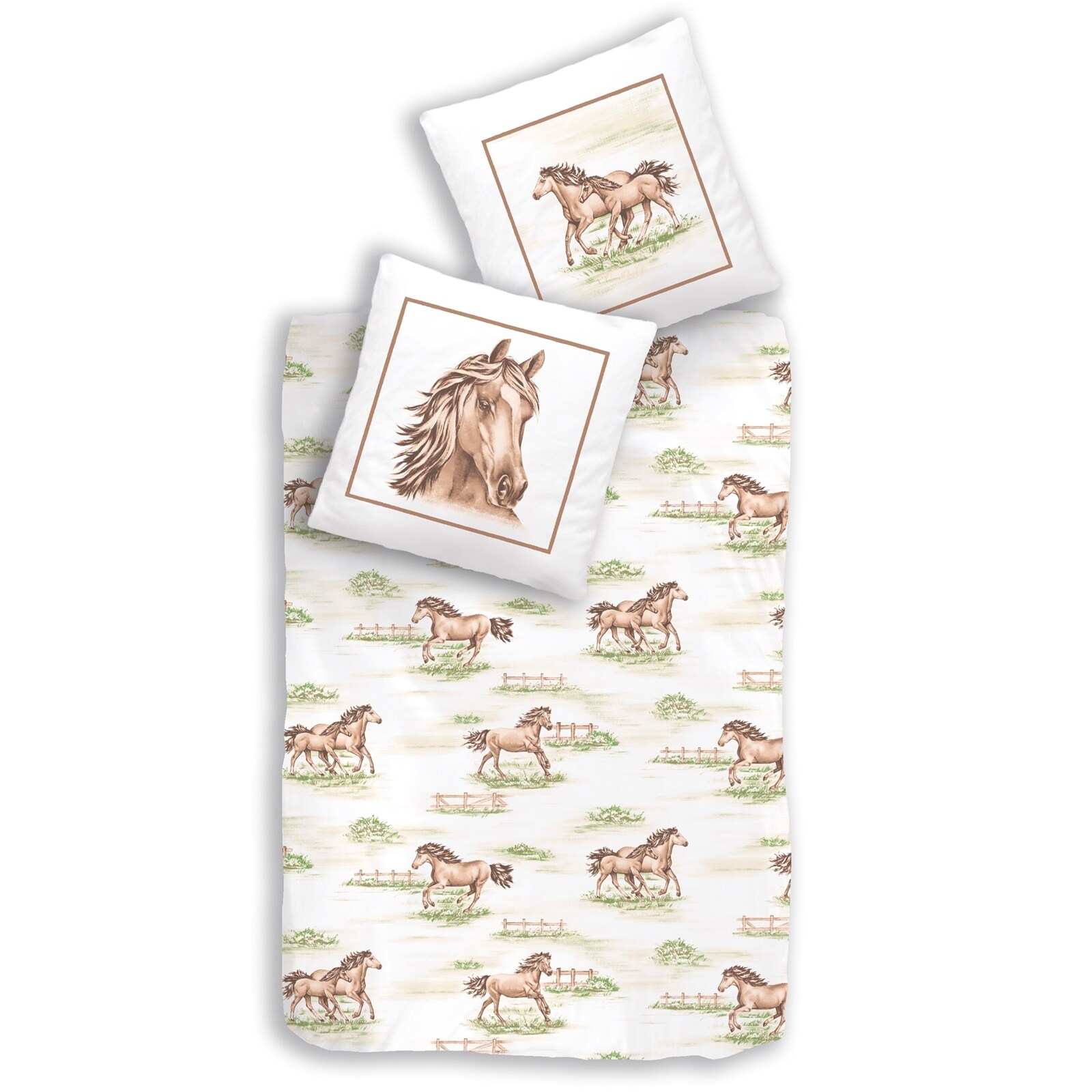 HTI-Living Biber Bettw&auml;sche Pferde - Bild 1