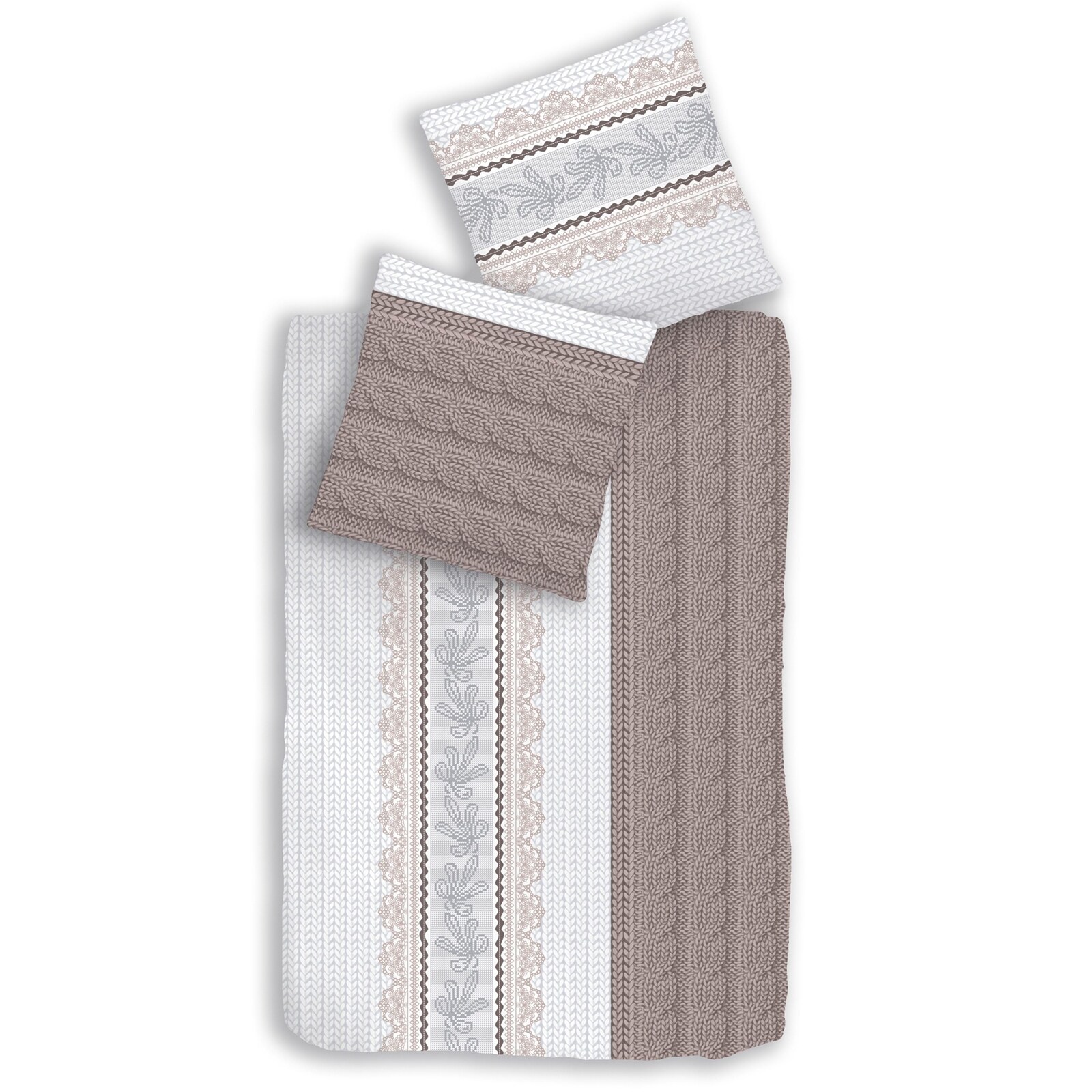 HTI-Living Biber Bettw&auml;sche 135 x 200 Kiesel - Bild 1