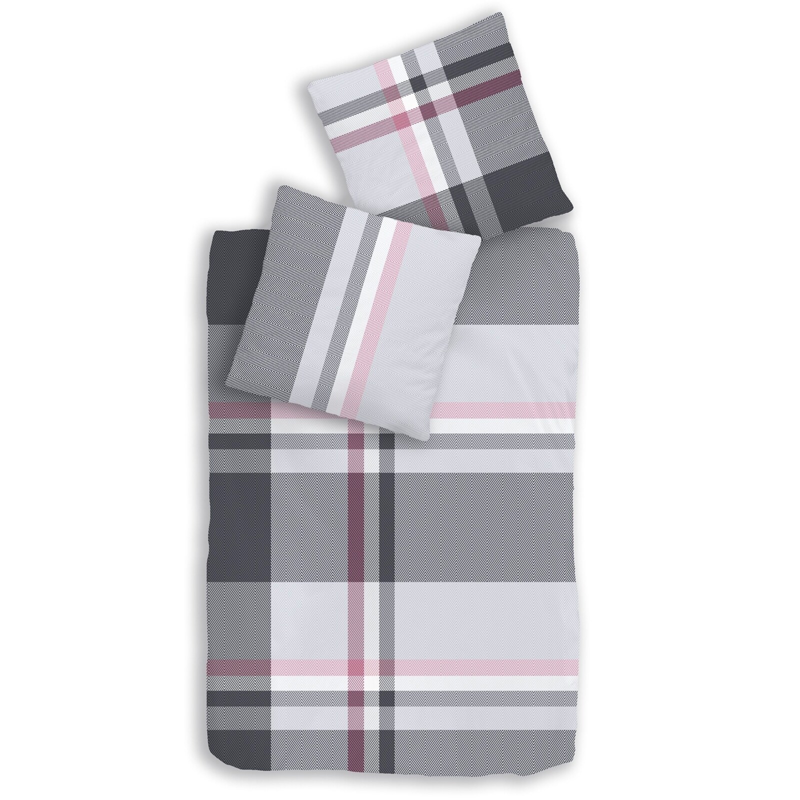 HTI-Living Mikrofaser Biber Bettw&auml;sche 135 x 200 Anthrazit Beere - Bild 1