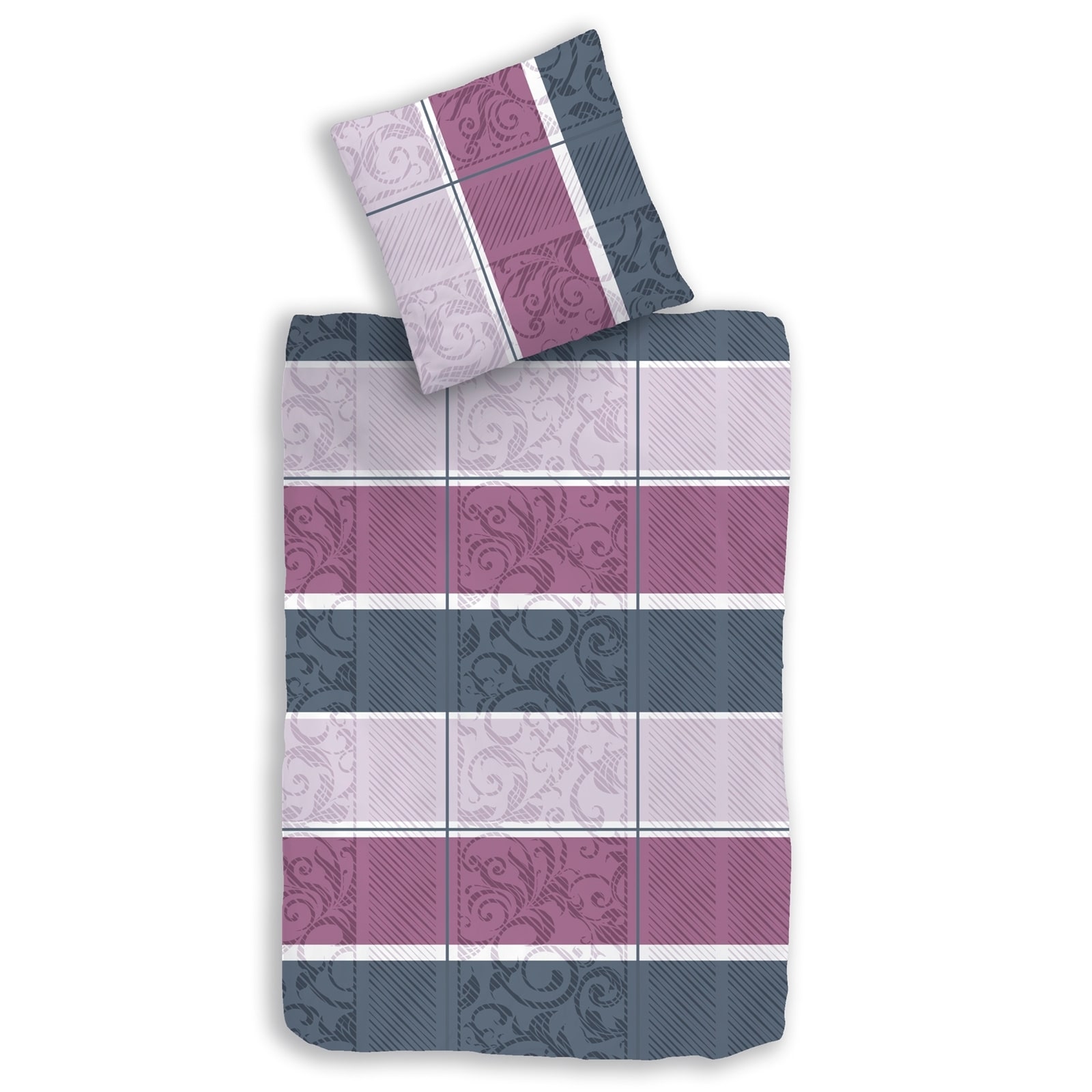 HTI-Living Mikrofaser Biber Bettw&auml;sche 135 x 200 Ornamente beere - Bild 1