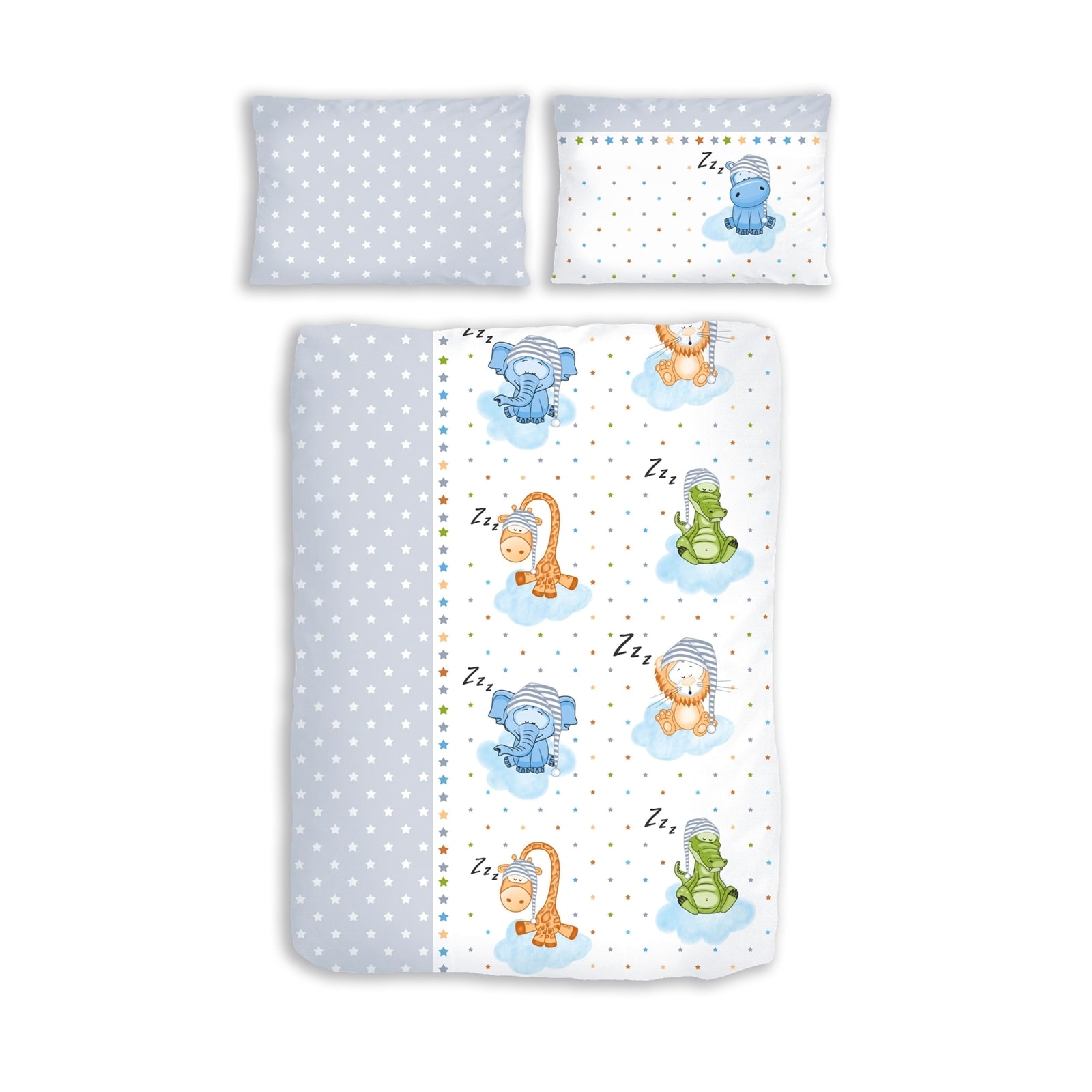 HTI-Living Biber Bettw&auml;sche 2tlg. 100 x 135 cm Tiere silber - Bild 1