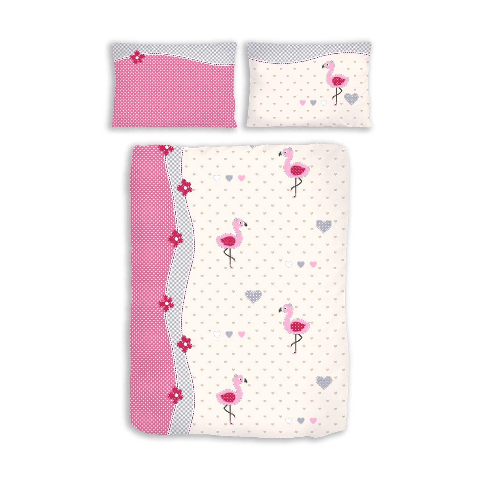 HTI-Living Renforc&eacute; Bettw&auml;sche 2tlg. 100 x 135 cm Flamingo himbeer - Bild 1