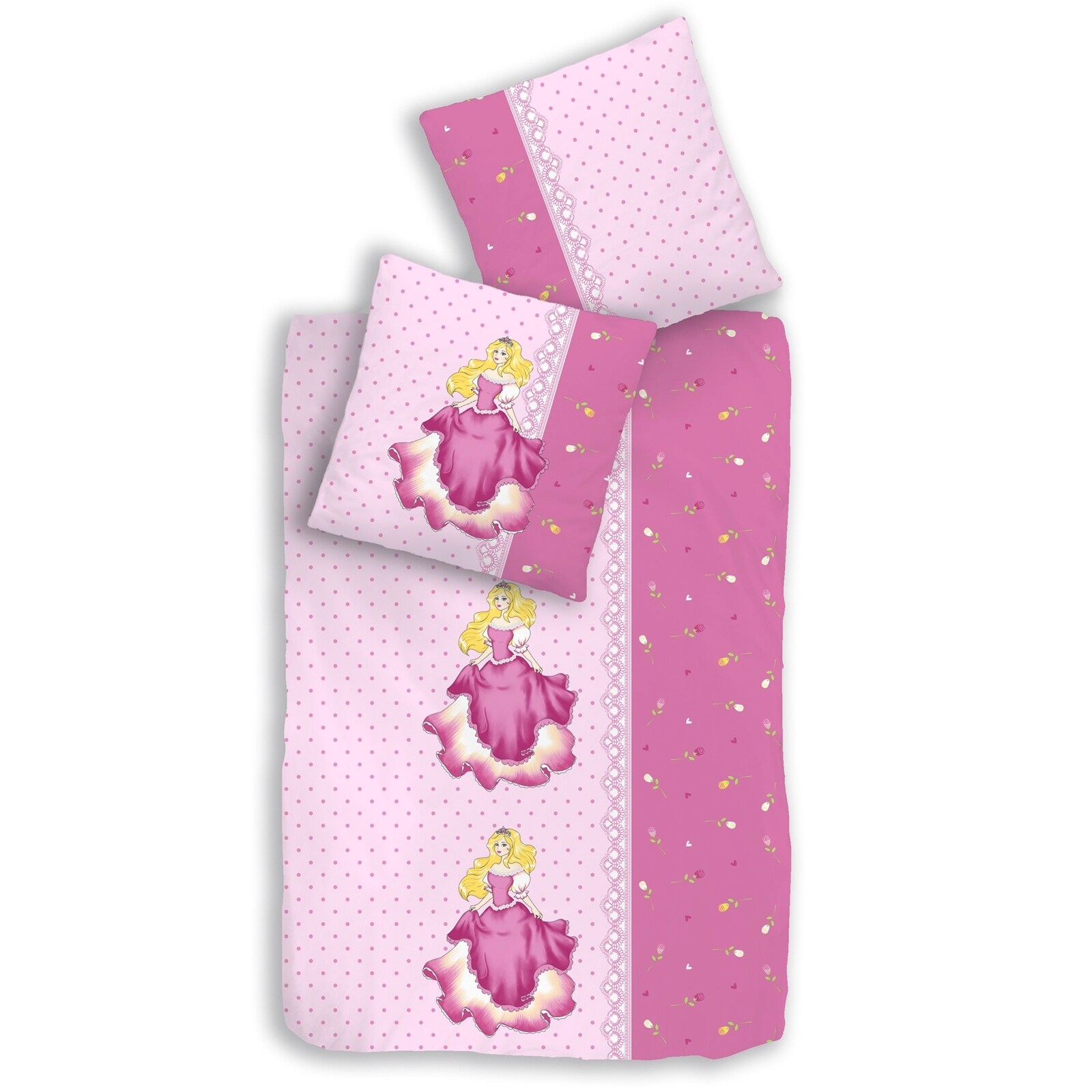 HTI-Living Biber Bettw&auml;sche 2tlg. 135/200 cm Prinzessin pink - Bild 1