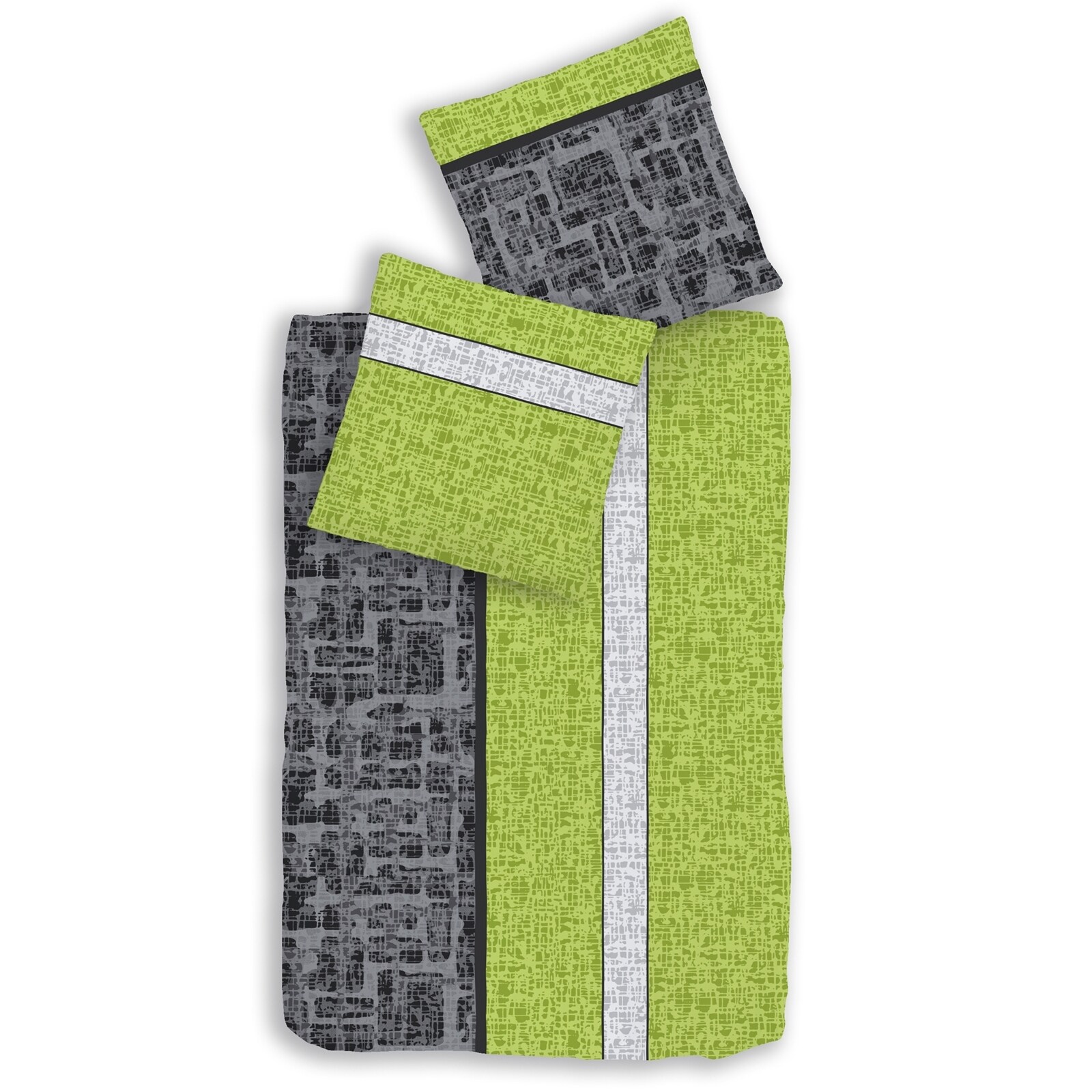 HTI-Living Renforce Bettw&auml;sche 2tlg. 155/220 cm Anthrazit, Gr&uuml;n - Bild 1