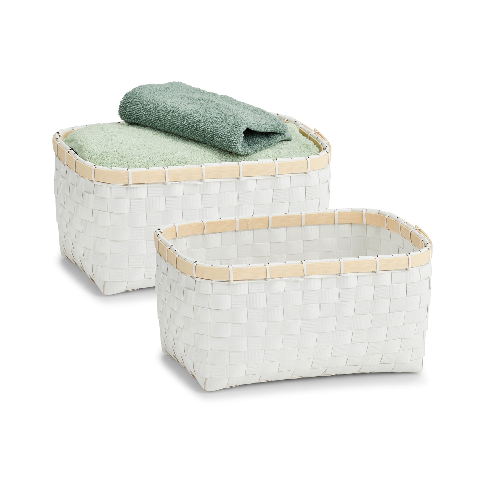 HTI-Living Aufbewahrungskorb geflochten 2er-Set Wei&szlig; - Bild 1