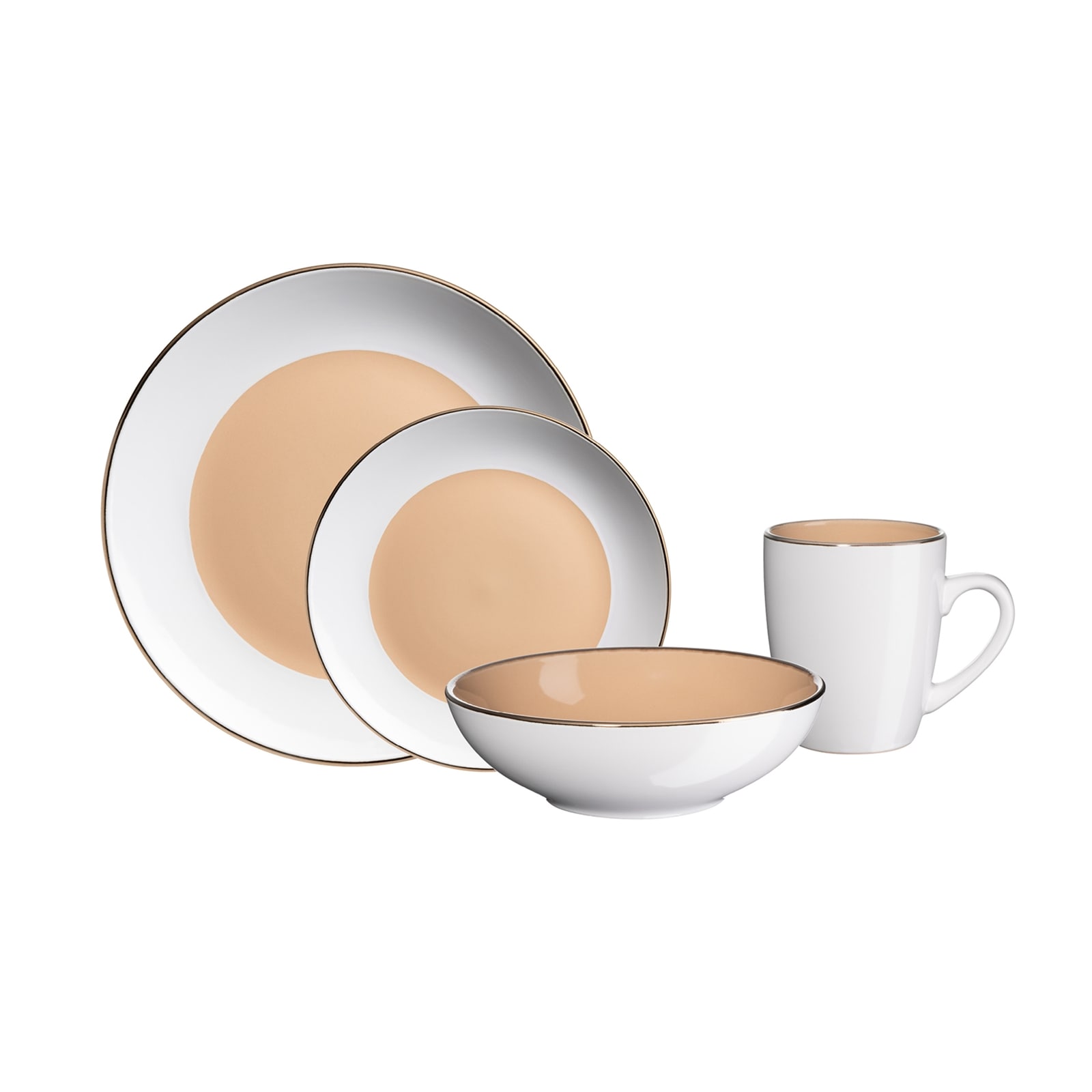 neuetischkultur Kombiservice 16-teilig Metallic rim Cremewei&szlig; Hellbraun - Bild 1