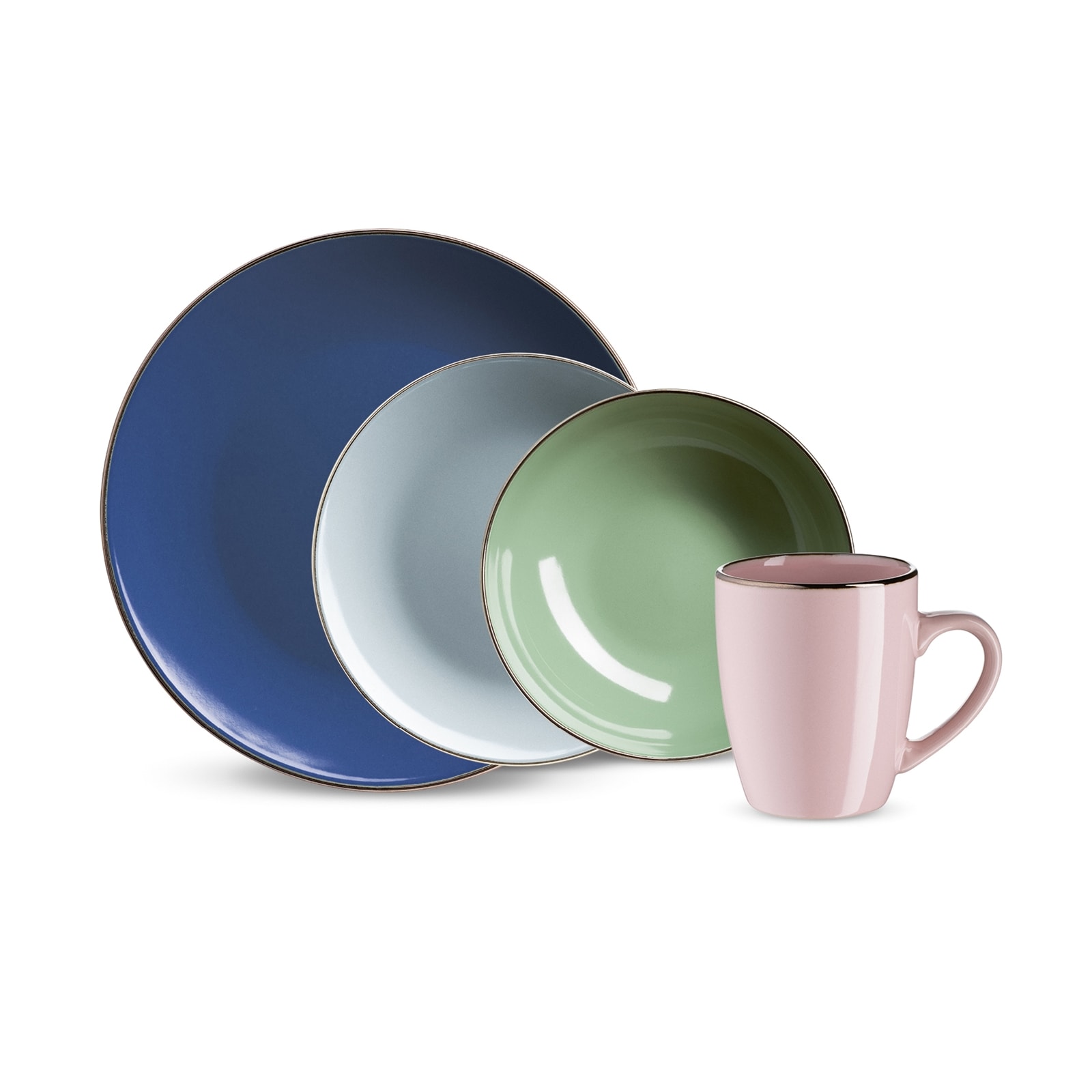 neuetischkultur Kombiservice 16-teilig Metallic rim vierfarbig - Bild 1