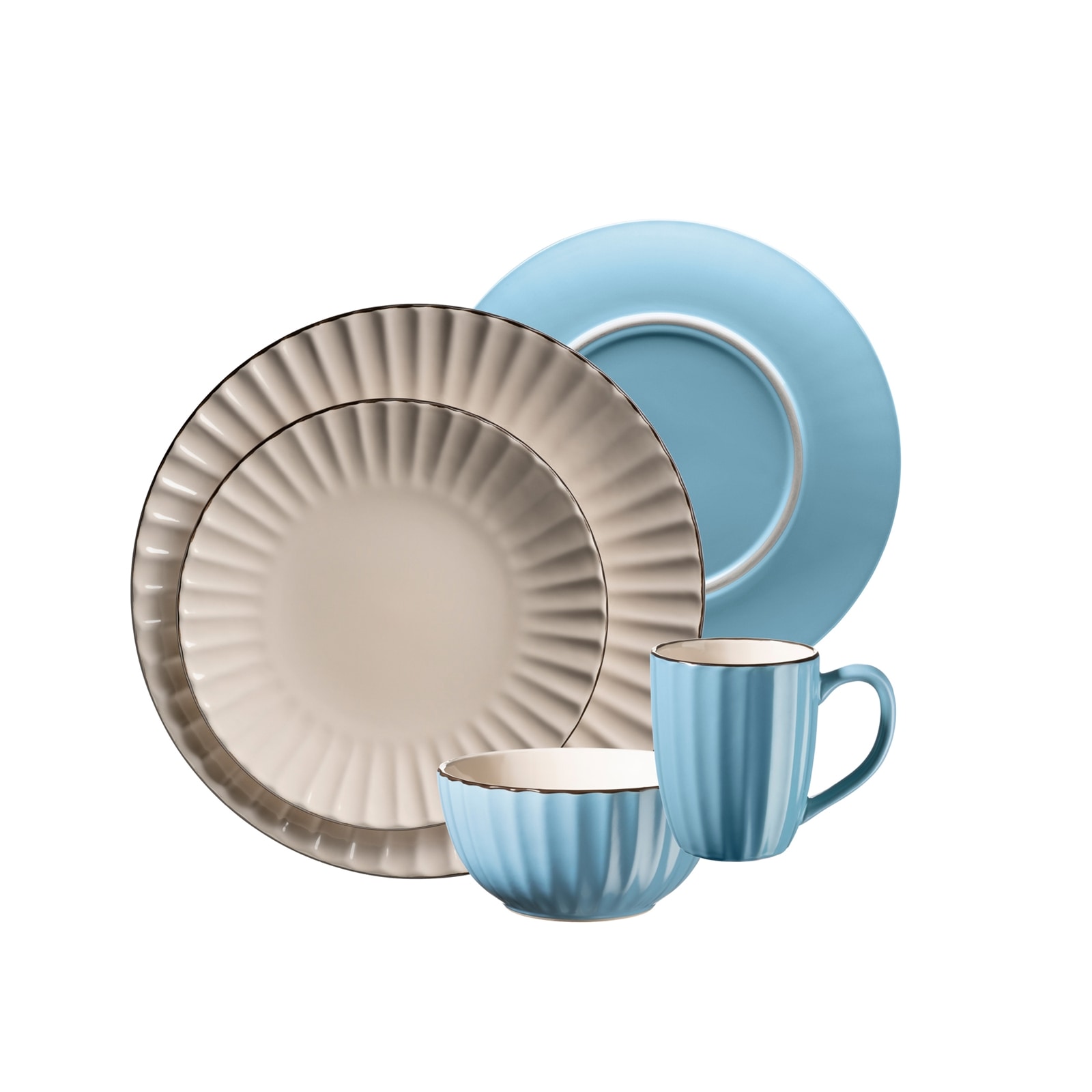 neuetischkultur Kombiservice 16-teilig Osita Hellbraun Blau - Bild 1