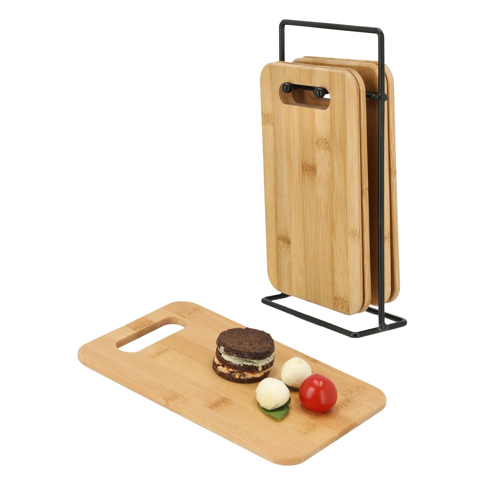 neuetischkultur Fr&uuml;hst&uuml;cksbrettchen 5-teiliges Set 1 St&auml;nder 4 Brettchen - Bild 1