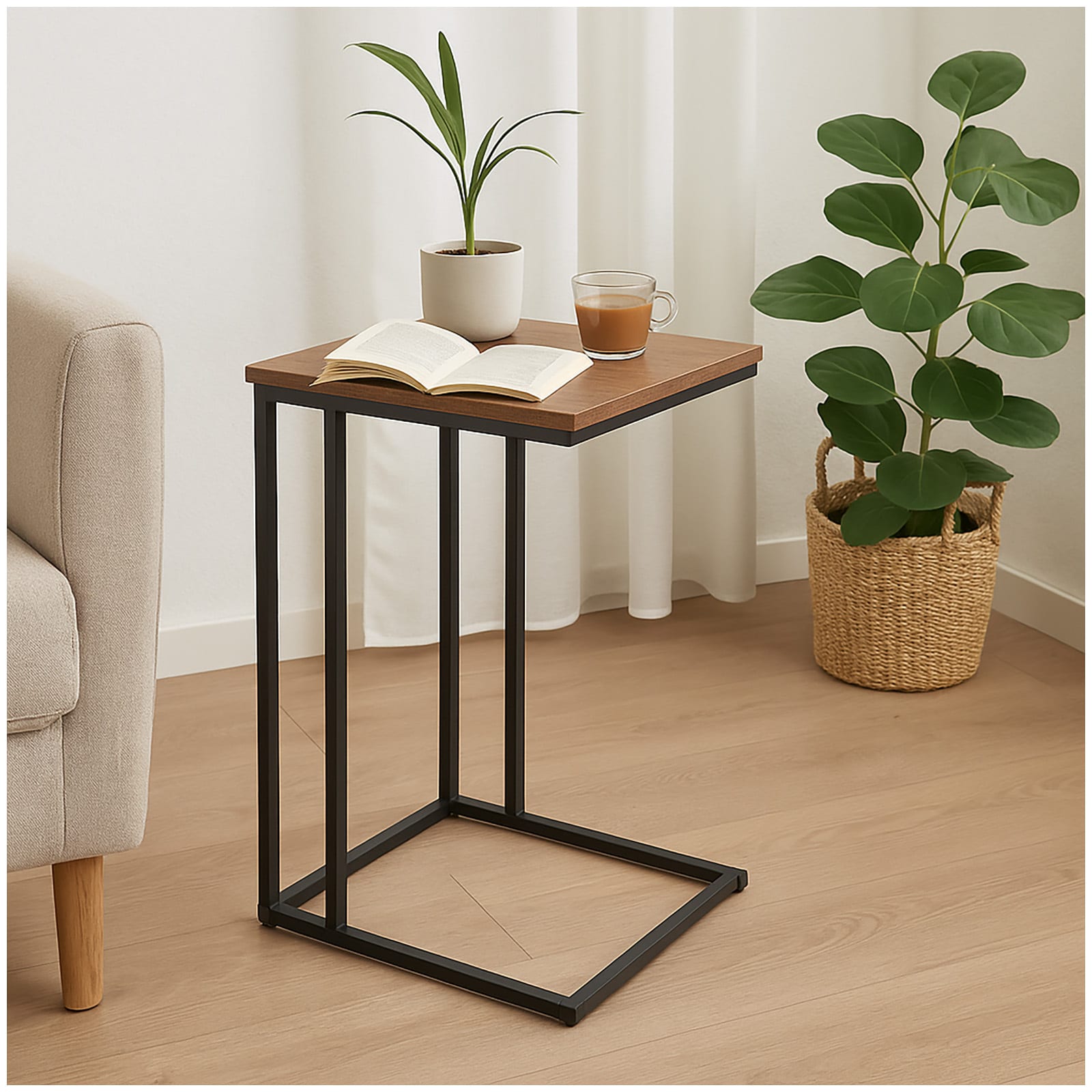 HTI-Living Beistelltisch Metall + MDF Natur - Bild 1